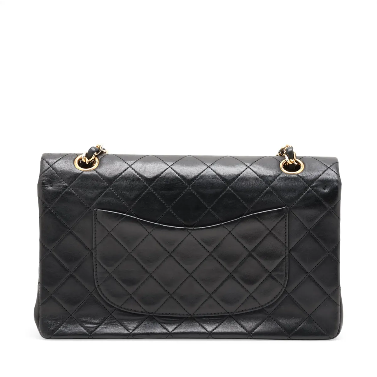 Matelassé 25 Lambskin Double Flap Double Chain Bag, Black with Gold Hardware, 1403396, Series 1, A01112 — view 2