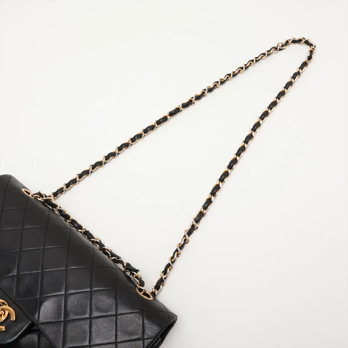 Matelassé 25 Lambskin Double Flap Double Chain Bag, Black with Gold Hardware, 1403396, Series 1, A01112 — view 5