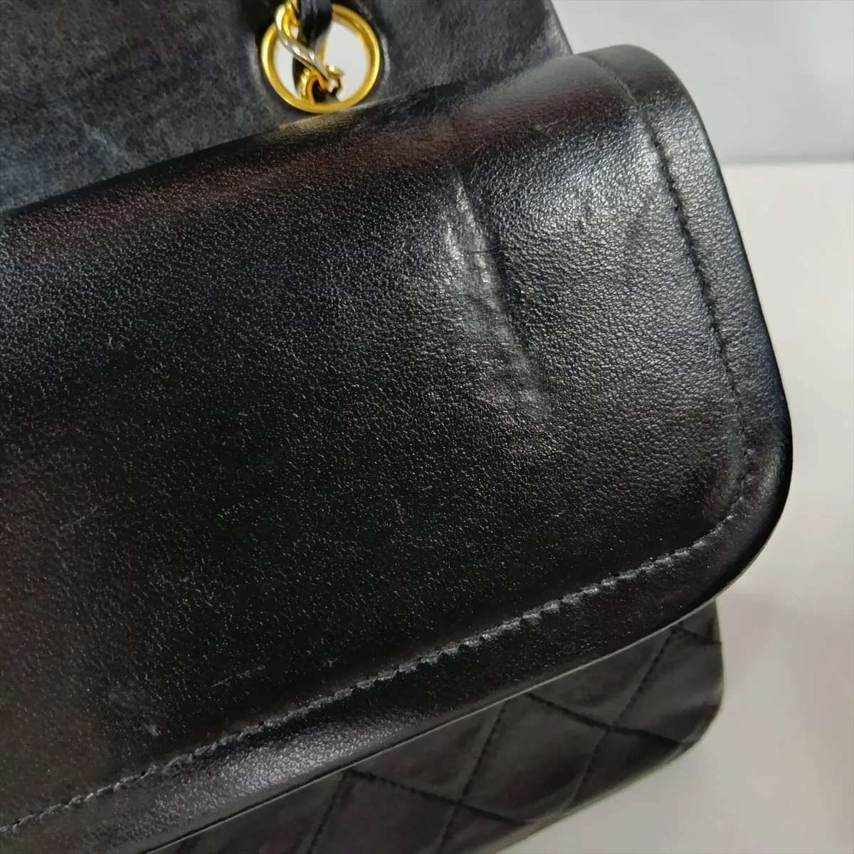 Matelassé 25 Lambskin Double Flap Double Chain Bag, Black with Gold Hardware, 1403396, Series 1, A01112 — view 10
