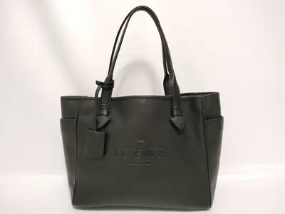 Heritage Leather Tote Bag, Black, Serial Number