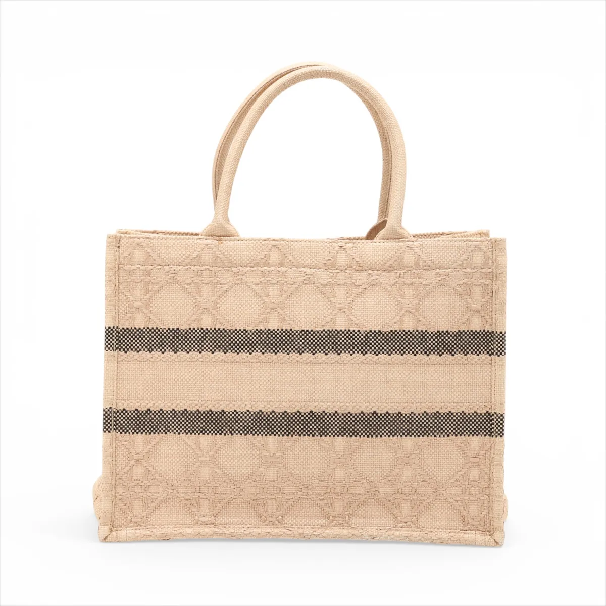 Book Tote Medium Raffia Chain Tote Bag Beige x Black — view 2