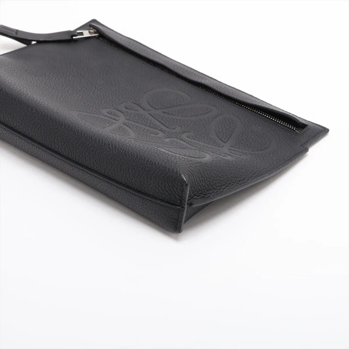 Anagram T Pouch Leather Clutch Bag Black — view 3
