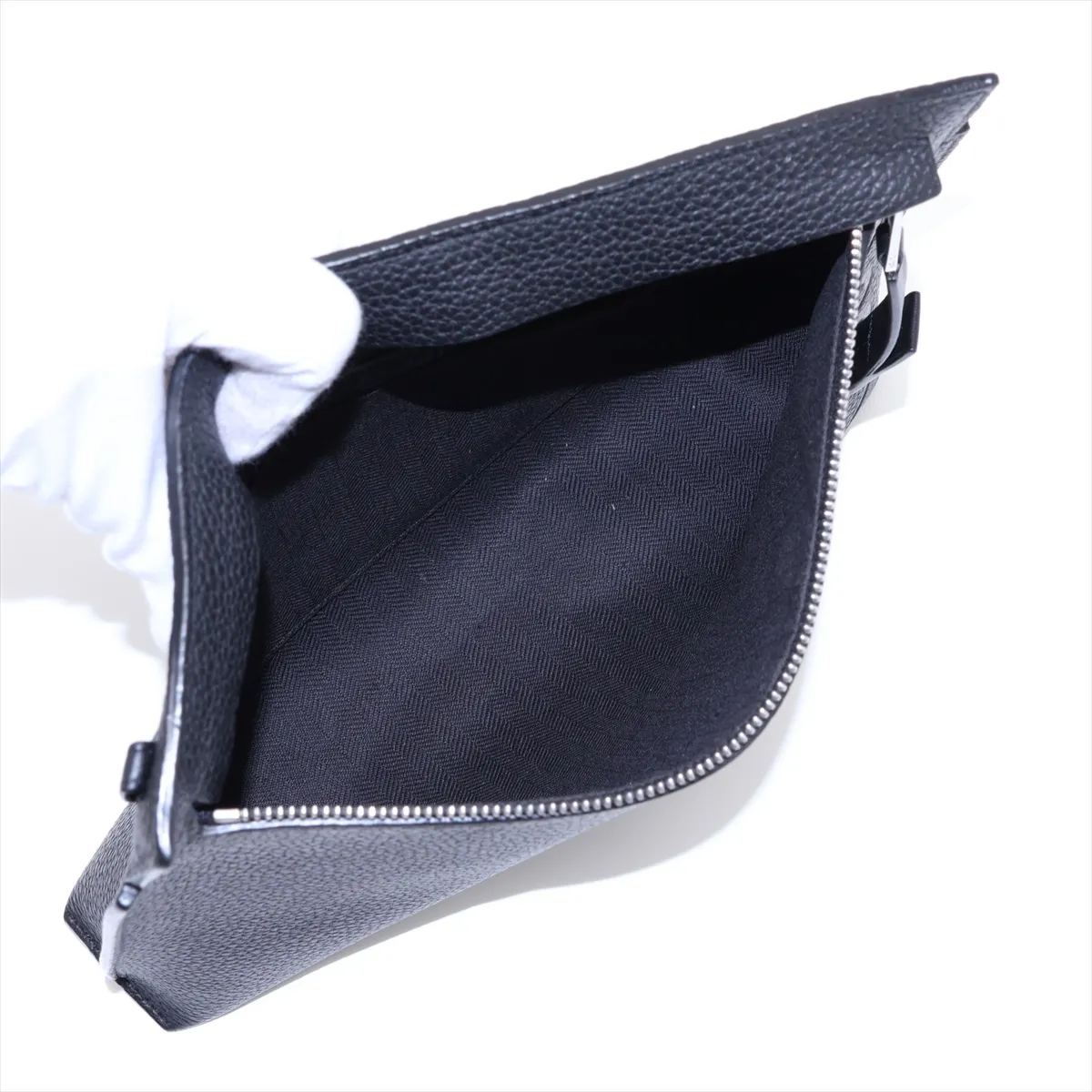 Anagram T Pouch Leather Clutch Bag Black — view 5