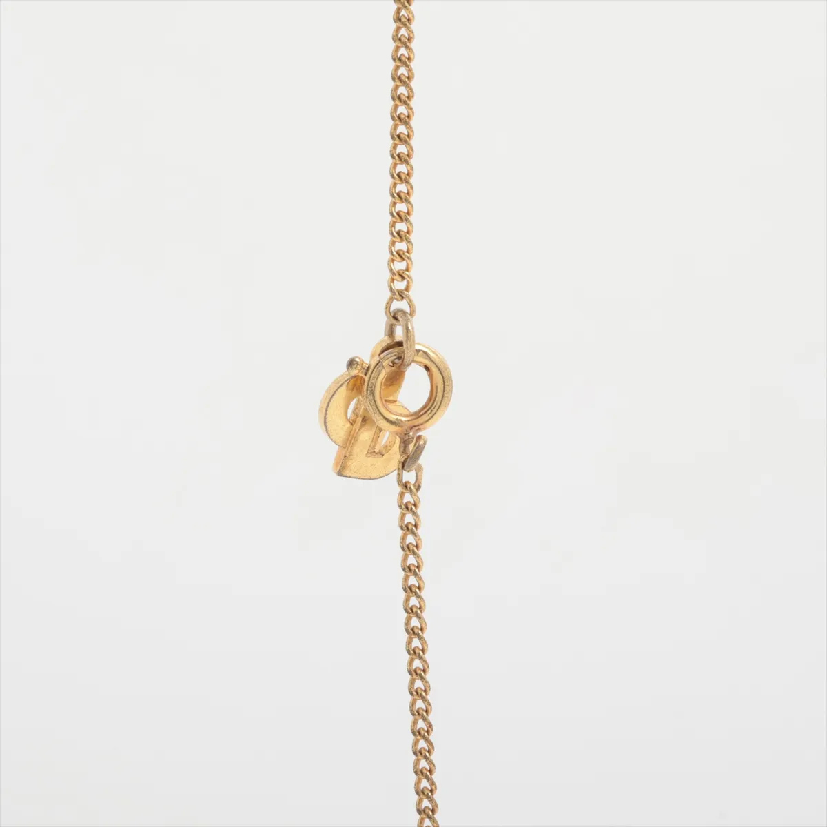 necklace, gold and green, with rhinestones. Shows signs of wear, tarnish, — view 3