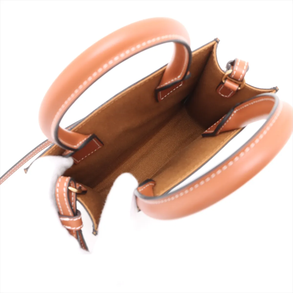 Triomphe Mini Vertical Cabas PVC x Leather 2-Way Handbag Brown — view 8