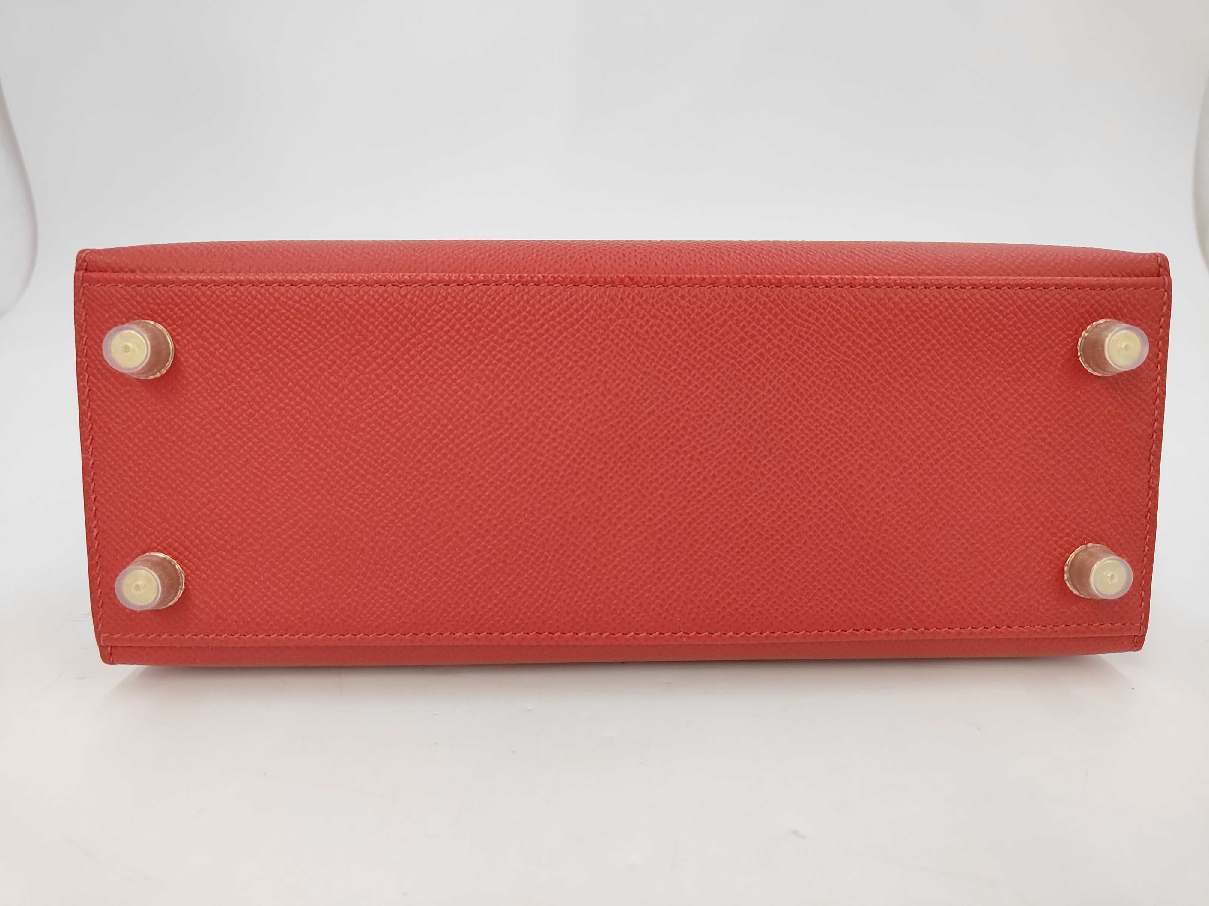 Kelly 25, Veau Epsom leather, Rouge Casaque, gold hardware, U stamp, handbag — view 7