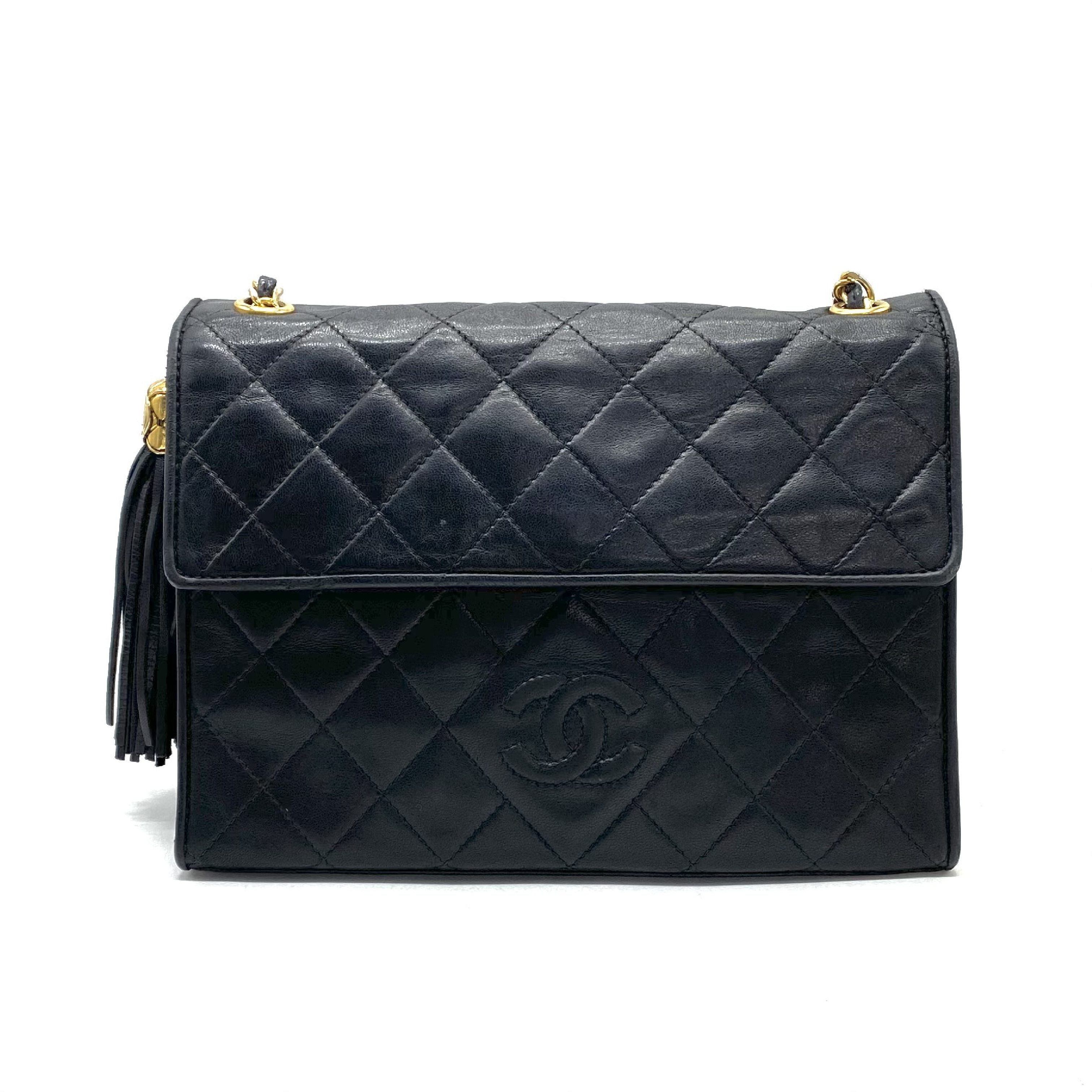 Matelassé Coco Mark Fringe Lambskin Chain Shoulder Bag — view 2