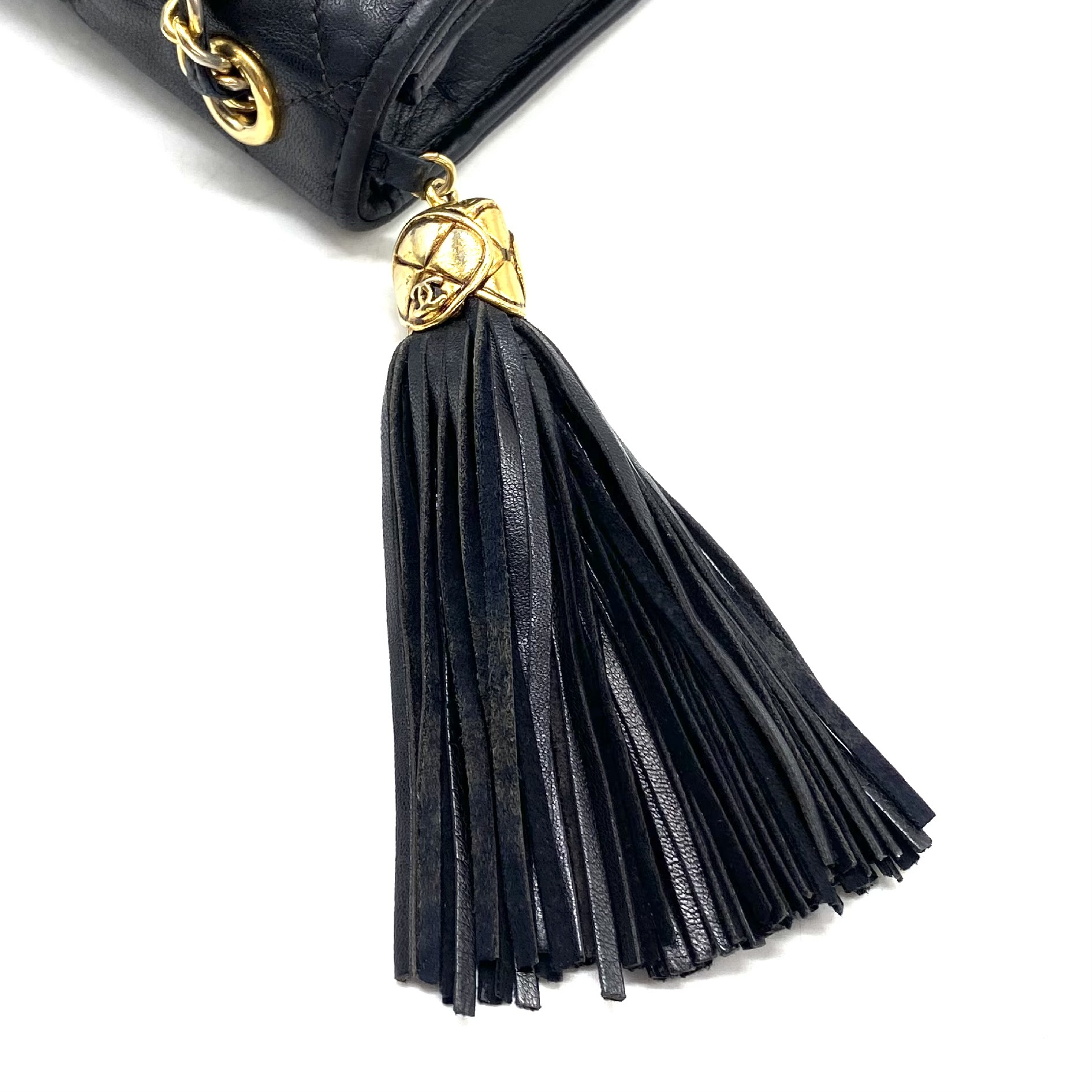 Matelassé Coco Mark Fringe Lambskin Chain Shoulder Bag — view 7