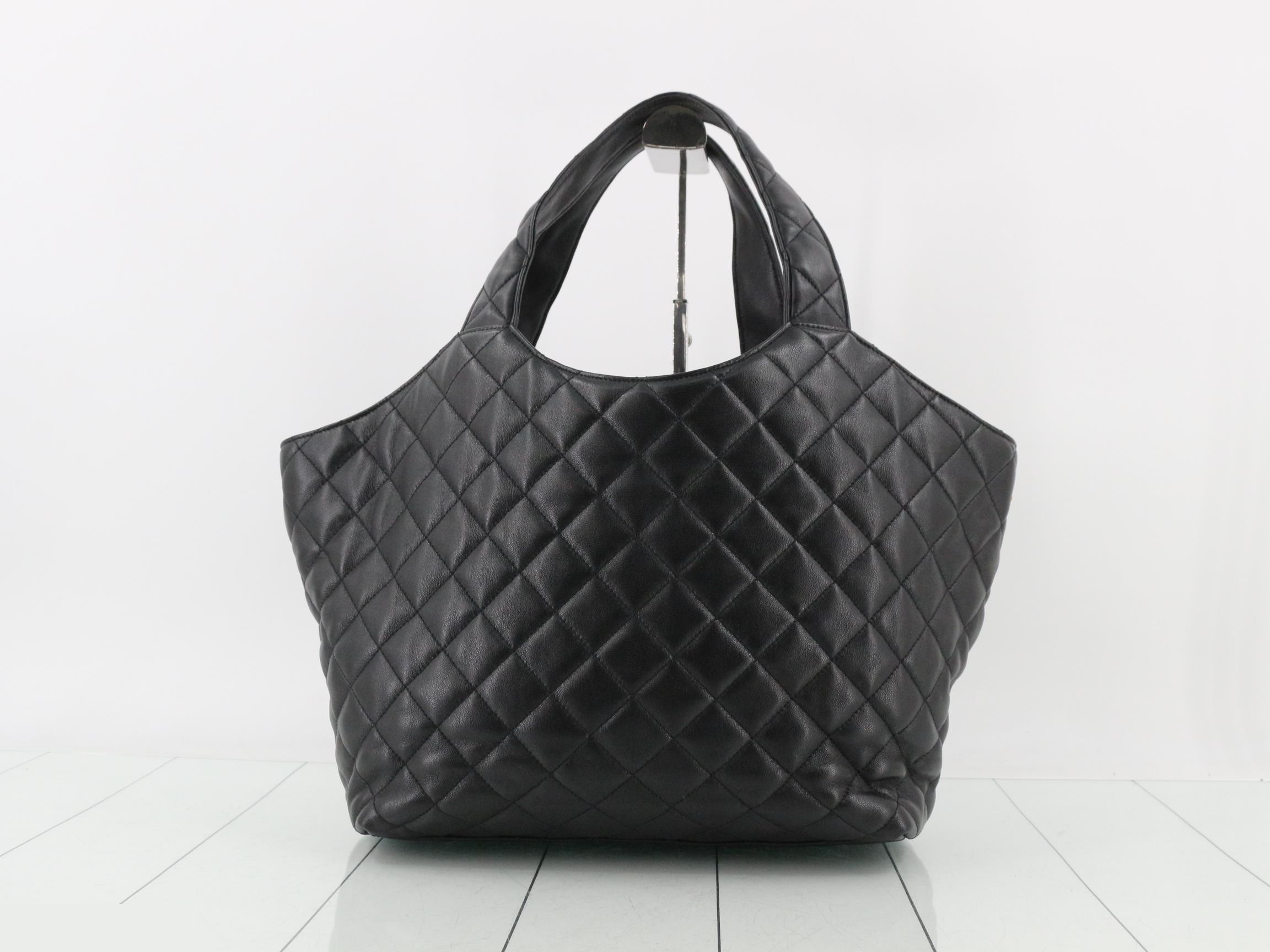 Icare Leather Tote Bag with Pouch, Black — view 2