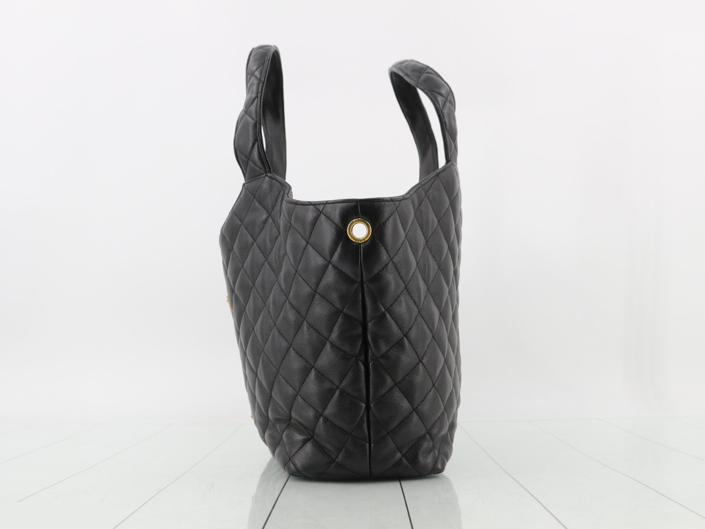 Icare Leather Tote Bag with Pouch, Black — view 3