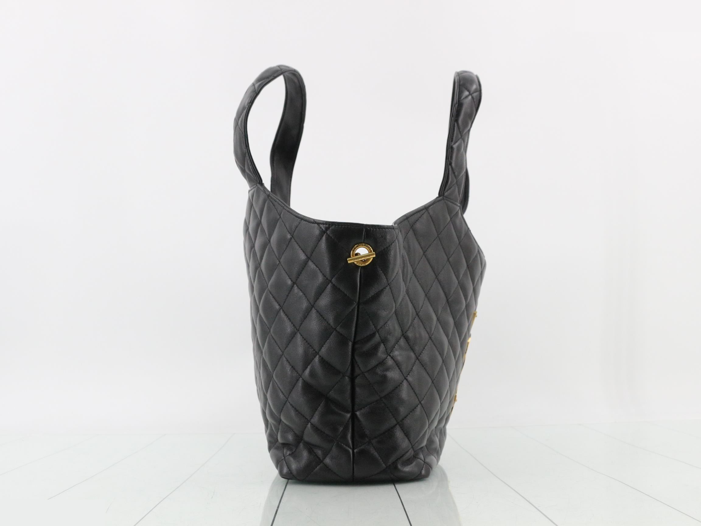 Icare Leather Tote Bag with Pouch, Black — view 4