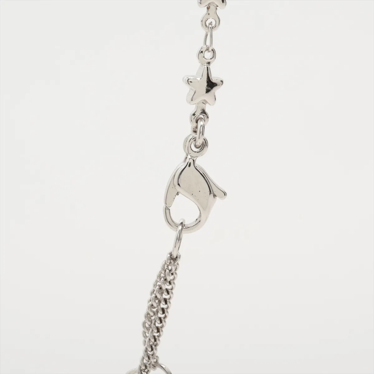 Multistrand Necklace, Metal x Rhinestone x Faux Pearl, Silver. Shows signs of wear, — view 3