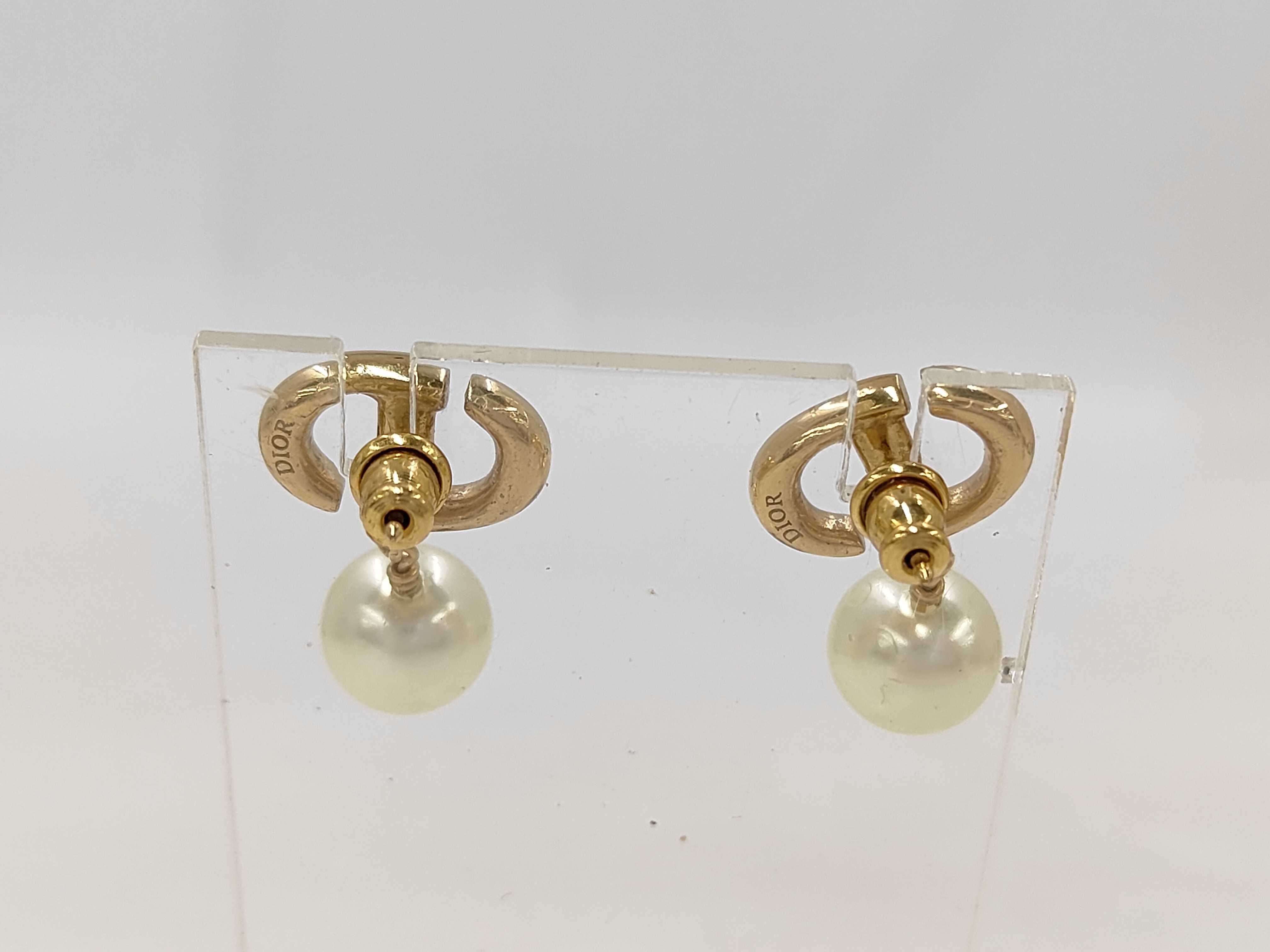 Faux Pearl CD Logo Earrings — view 2