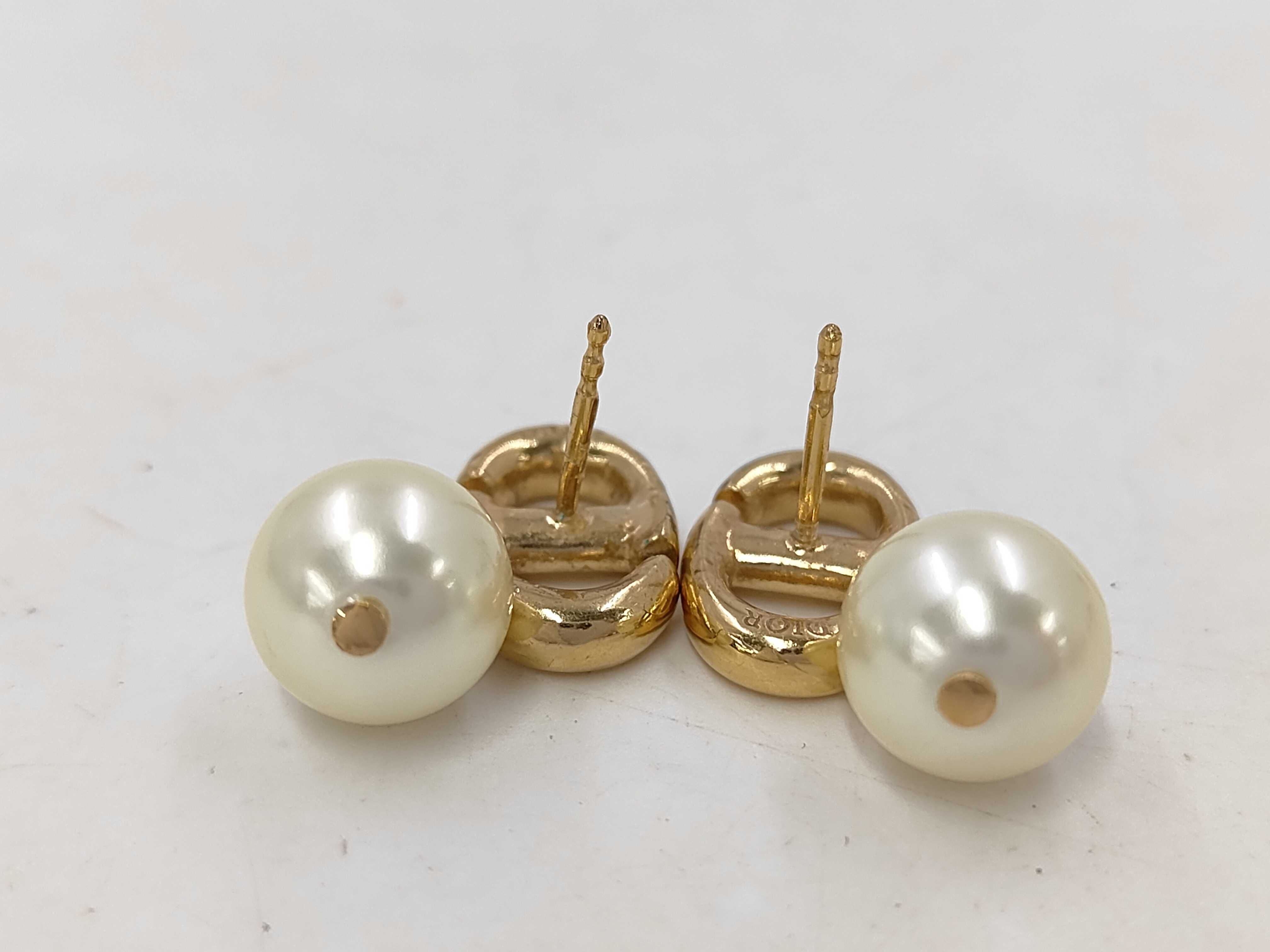 Faux Pearl CD Logo Earrings — view 4