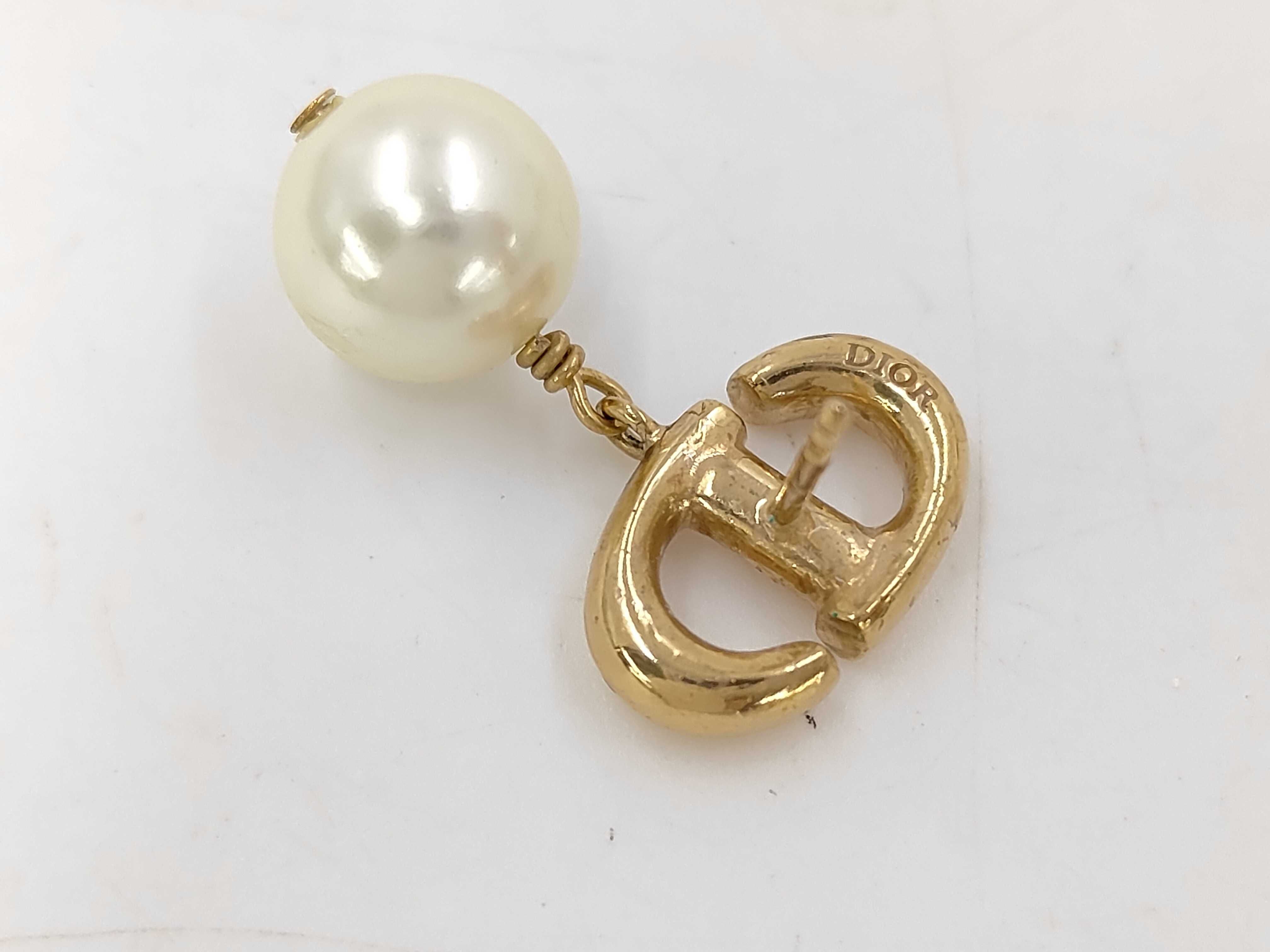 Faux Pearl CD Logo Earrings — view 5