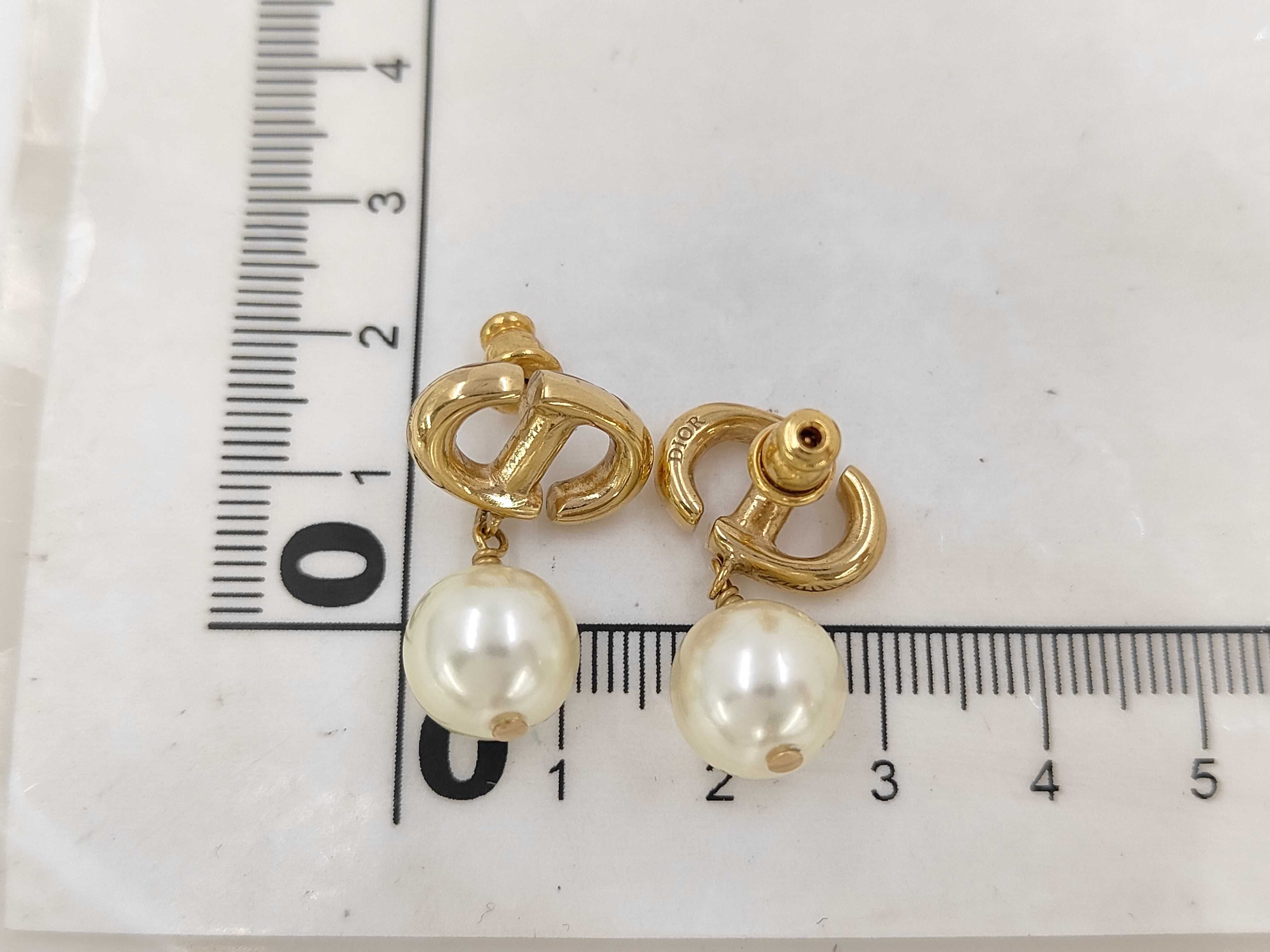 Faux Pearl CD Logo Earrings — view 7