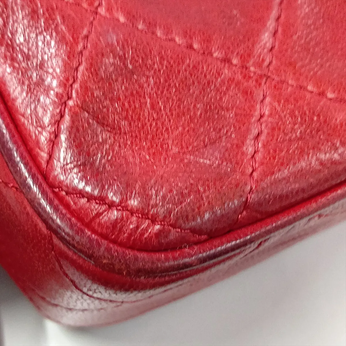 Matelassé Lambskin Chain Shoulder Bag, Red with Gold Hardware, Item No. 1717017 (Serial No. 1) — view 14