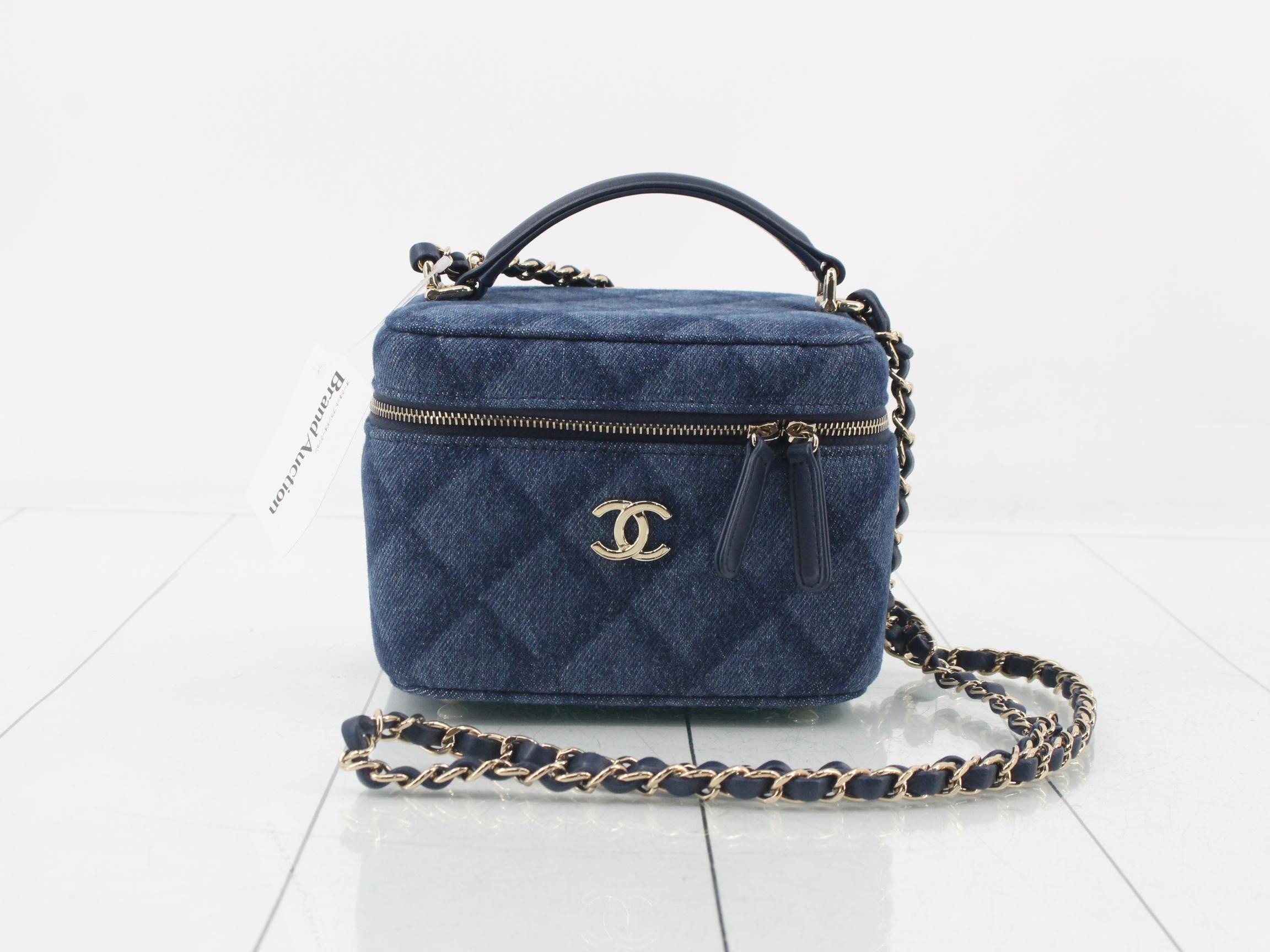 Matelassé Denim Vanity Handbag/Shoulder Bag (2-Way)