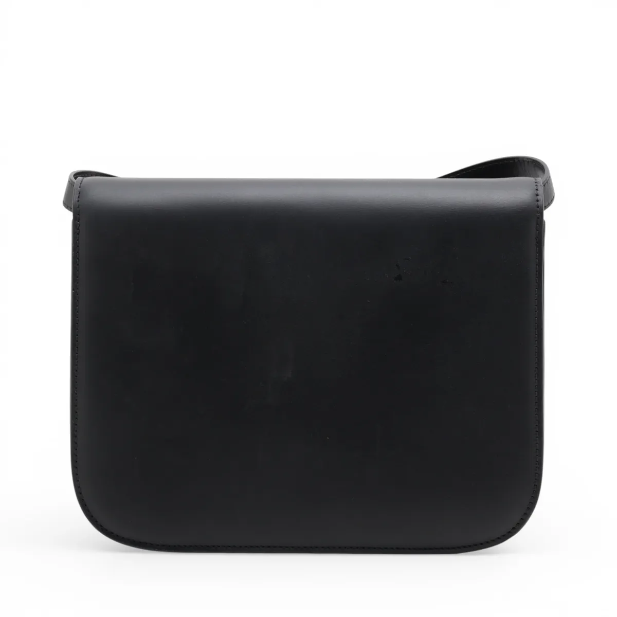 Classic Box Leather Shoulder Bag, Black — view 2