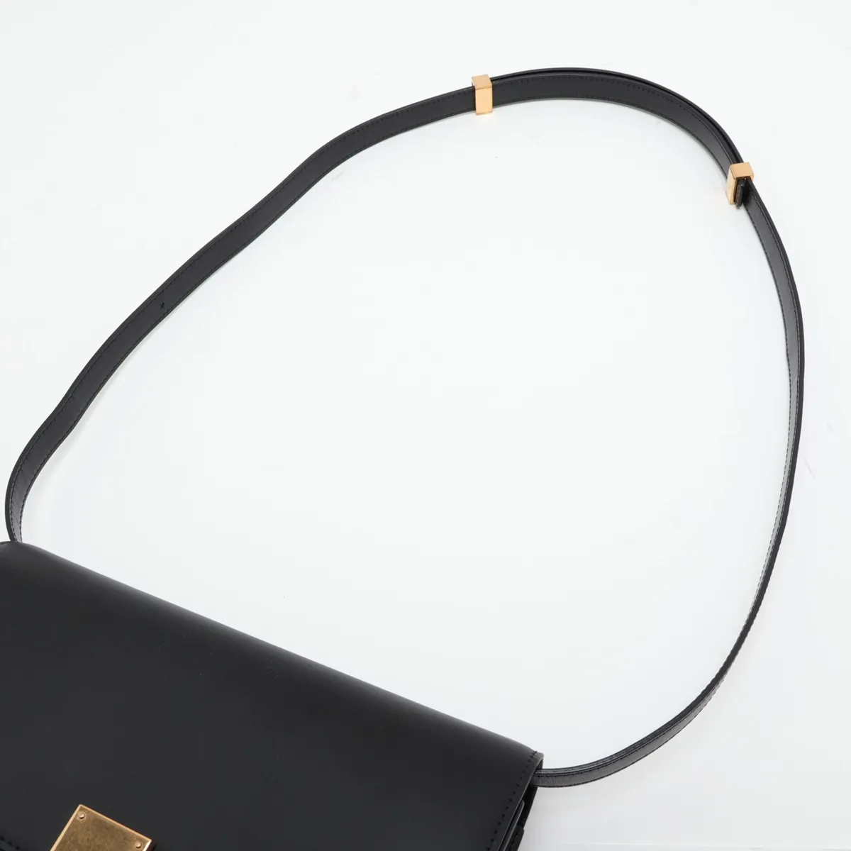 Classic Box Leather Shoulder Bag, Black — view 5