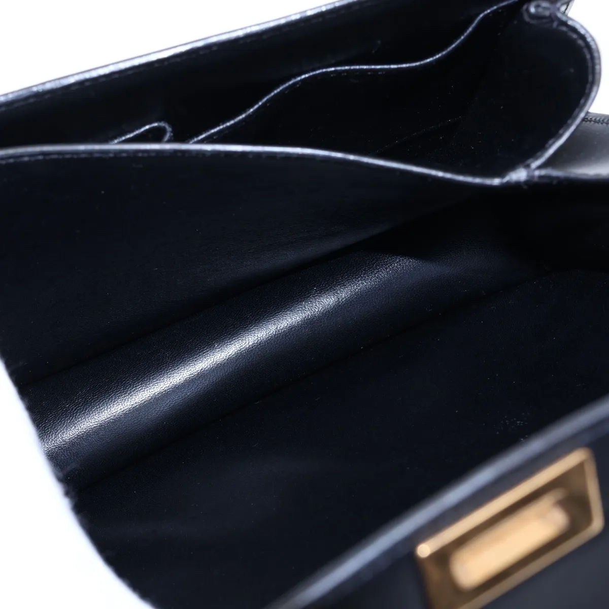 Classic Box Leather Shoulder Bag, Black — view 6