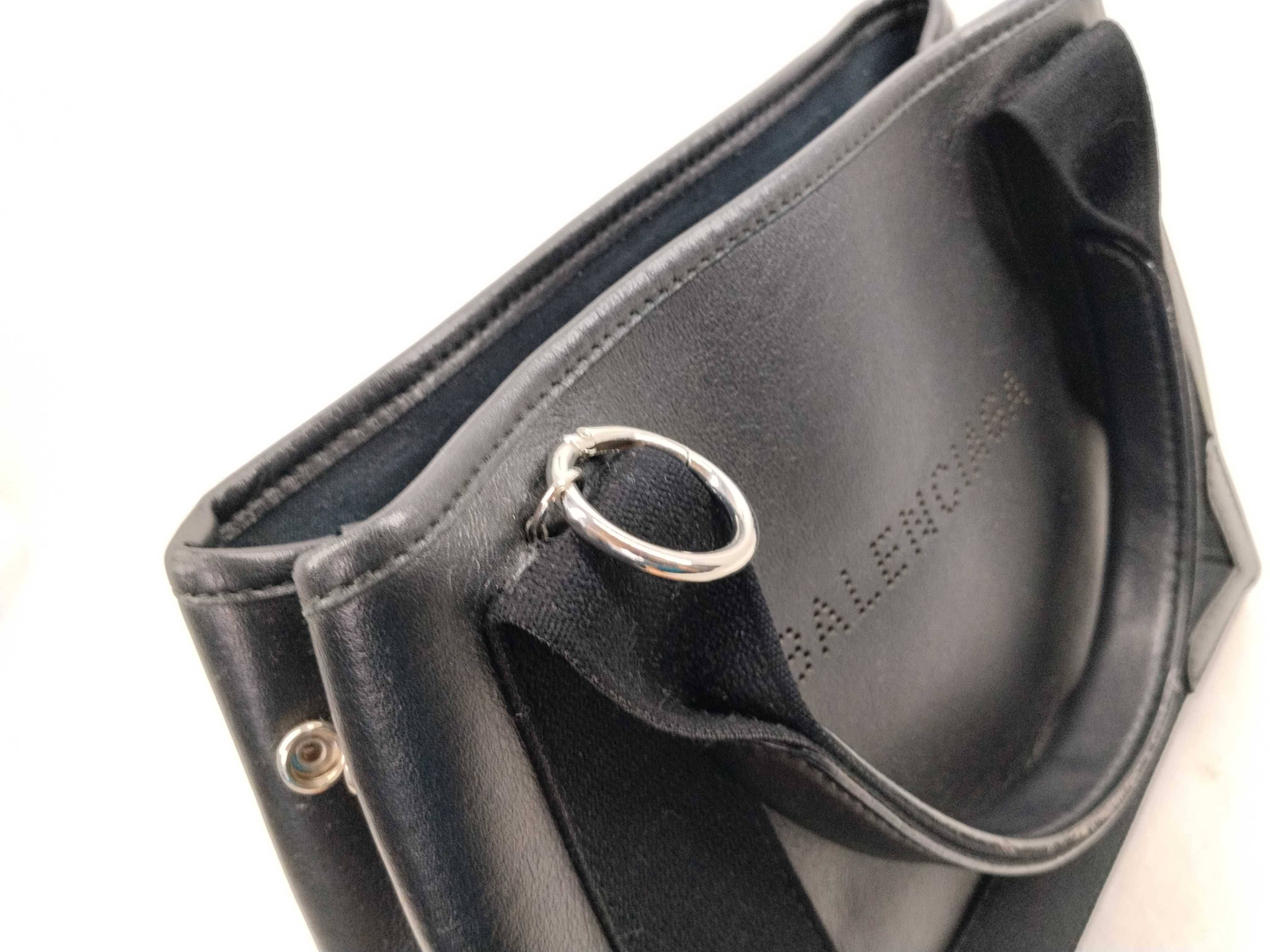 Navy Cabas S Leather Handbag with Pouch, Black Handbag — view 10
