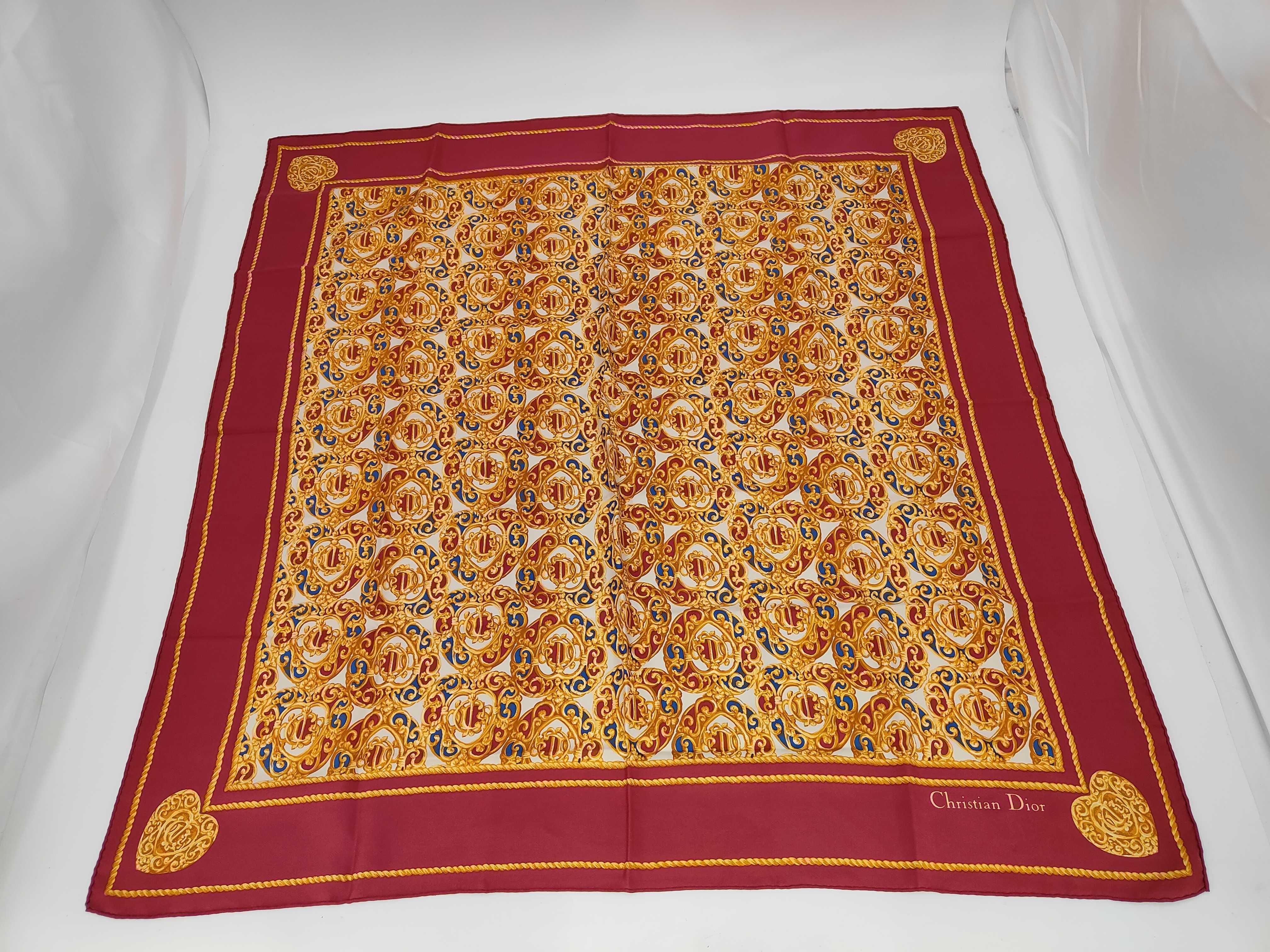 handkerchief/scarf with tag, silk, jewel/jewelry pattern, heart design, large size, other accessories.