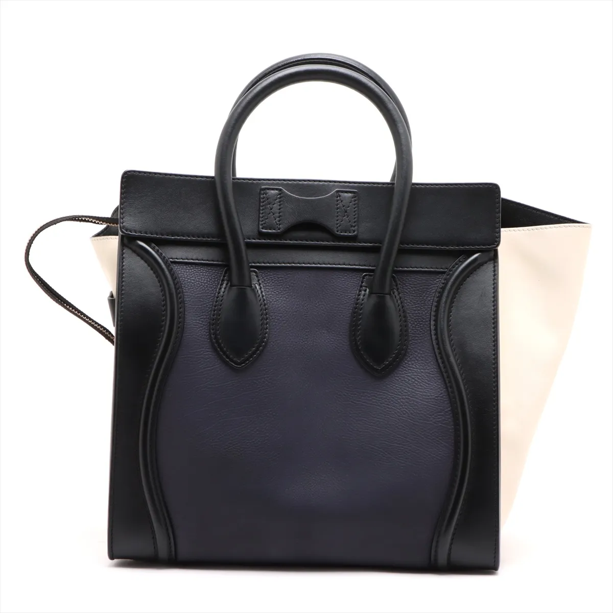 Luggage Mini Shopper Leather Handbag Navy x Black — view 2