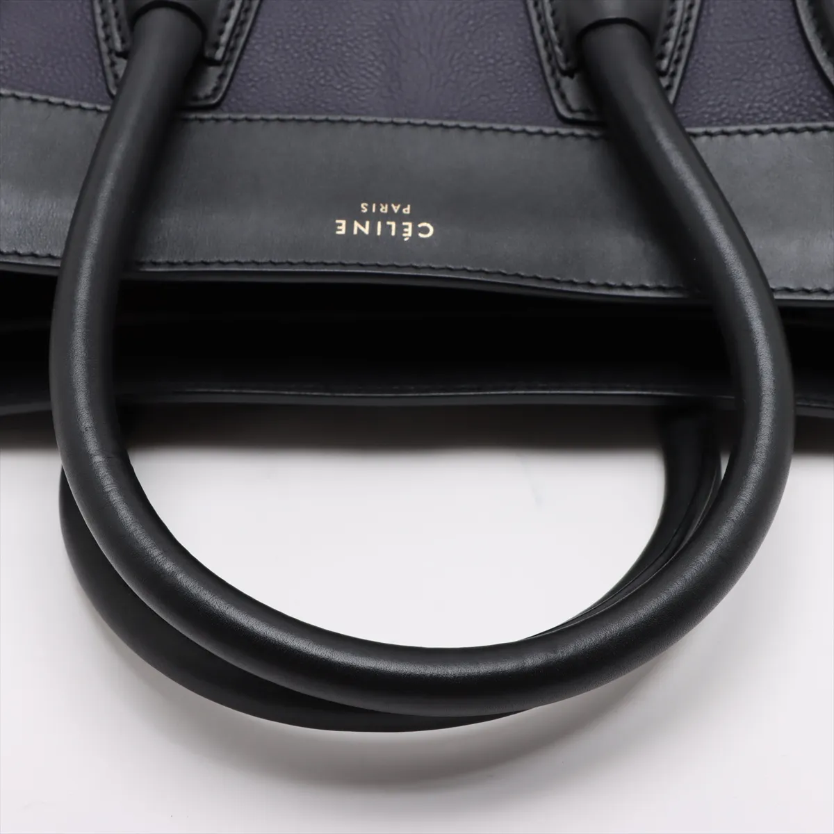 Luggage Mini Shopper Leather Handbag Navy x Black — view 5