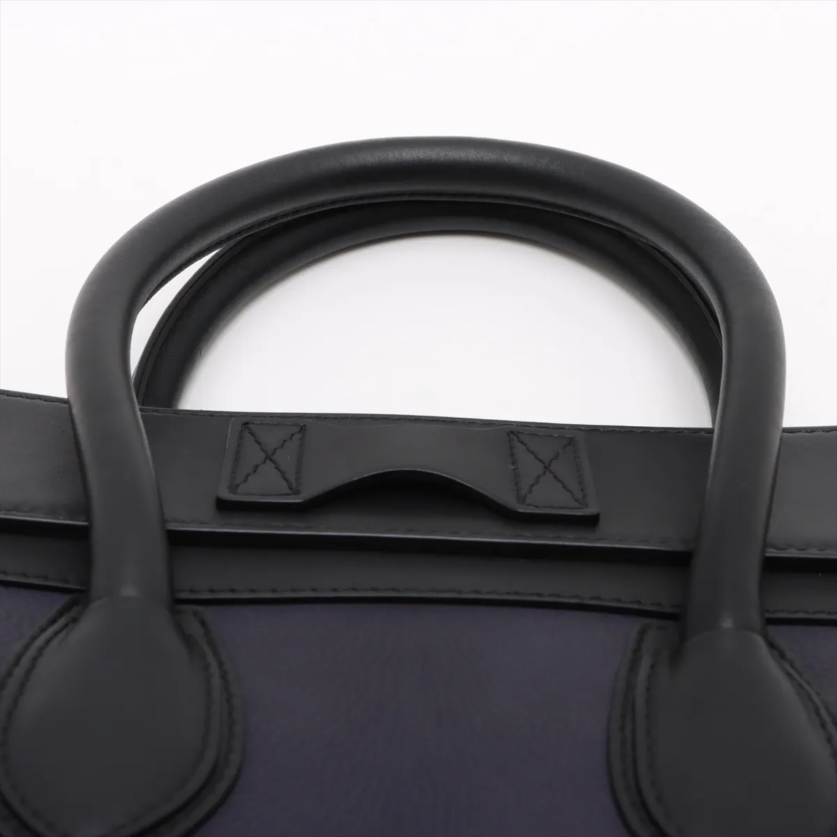Luggage Mini Shopper Leather Handbag Navy x Black — view 6