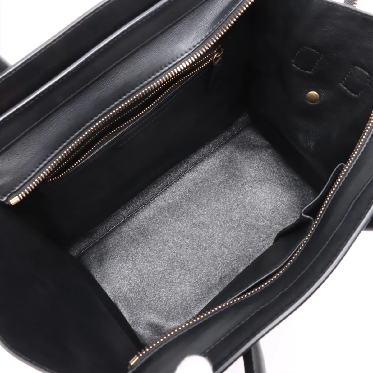 Luggage Mini Shopper Leather Handbag Navy x Black — view 7