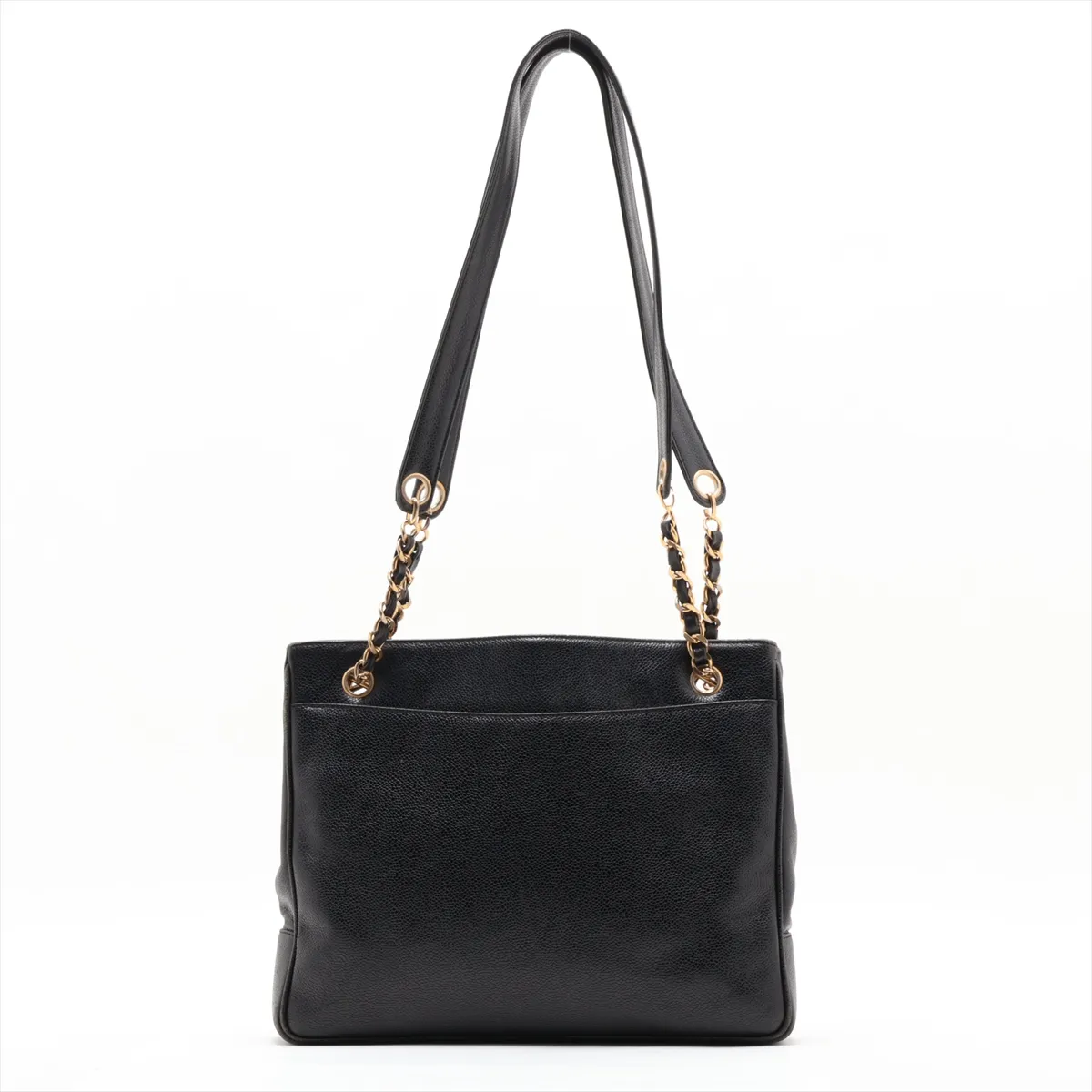 Coco Mark Caviar Skin Chain Tote Bag, Black with Gold Hardware, Item No. 2473824 (Serial Number 2) — view 2
