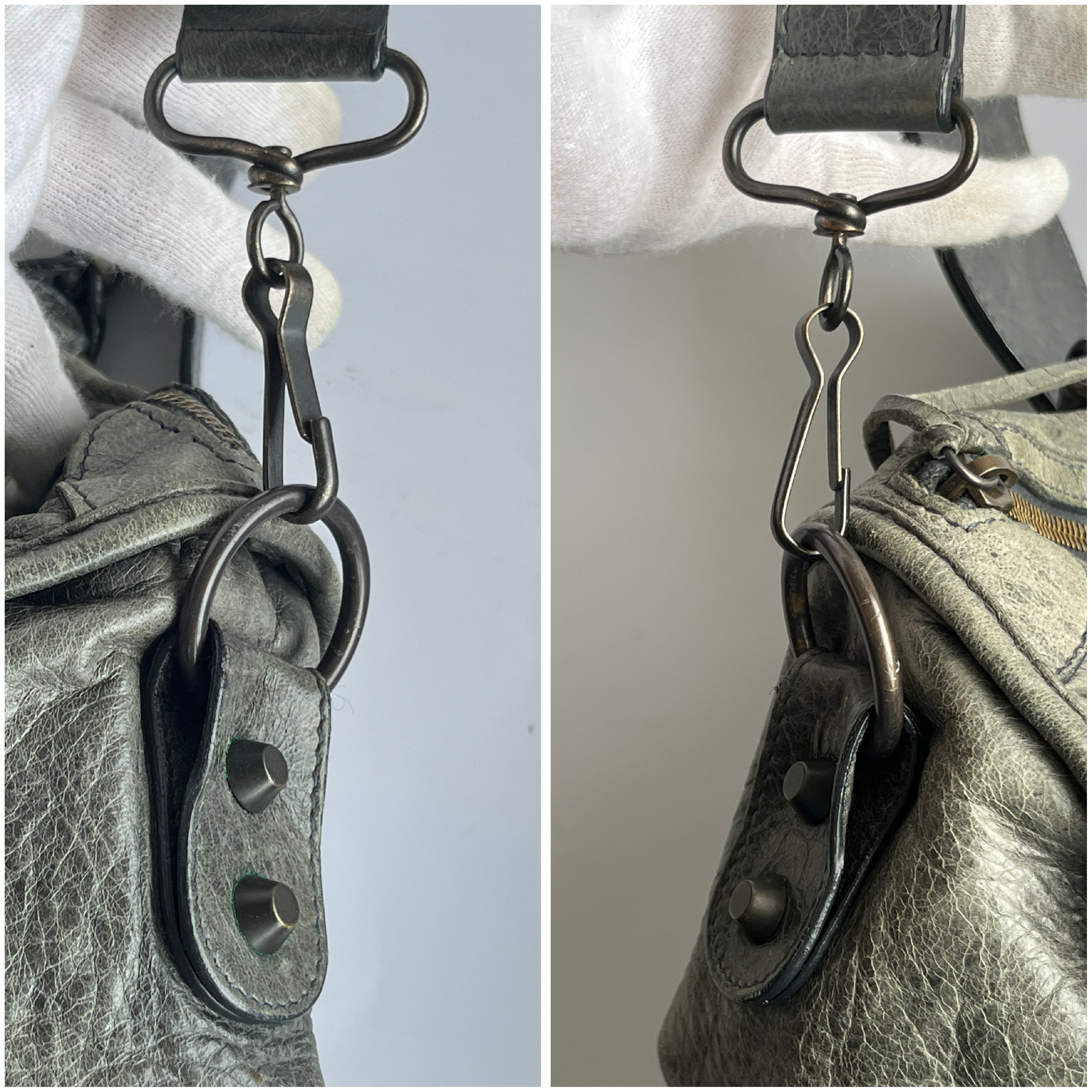 The City Smoky Black Khaki Shoulder Bag with Mirror and Shoulder Strap — view 11