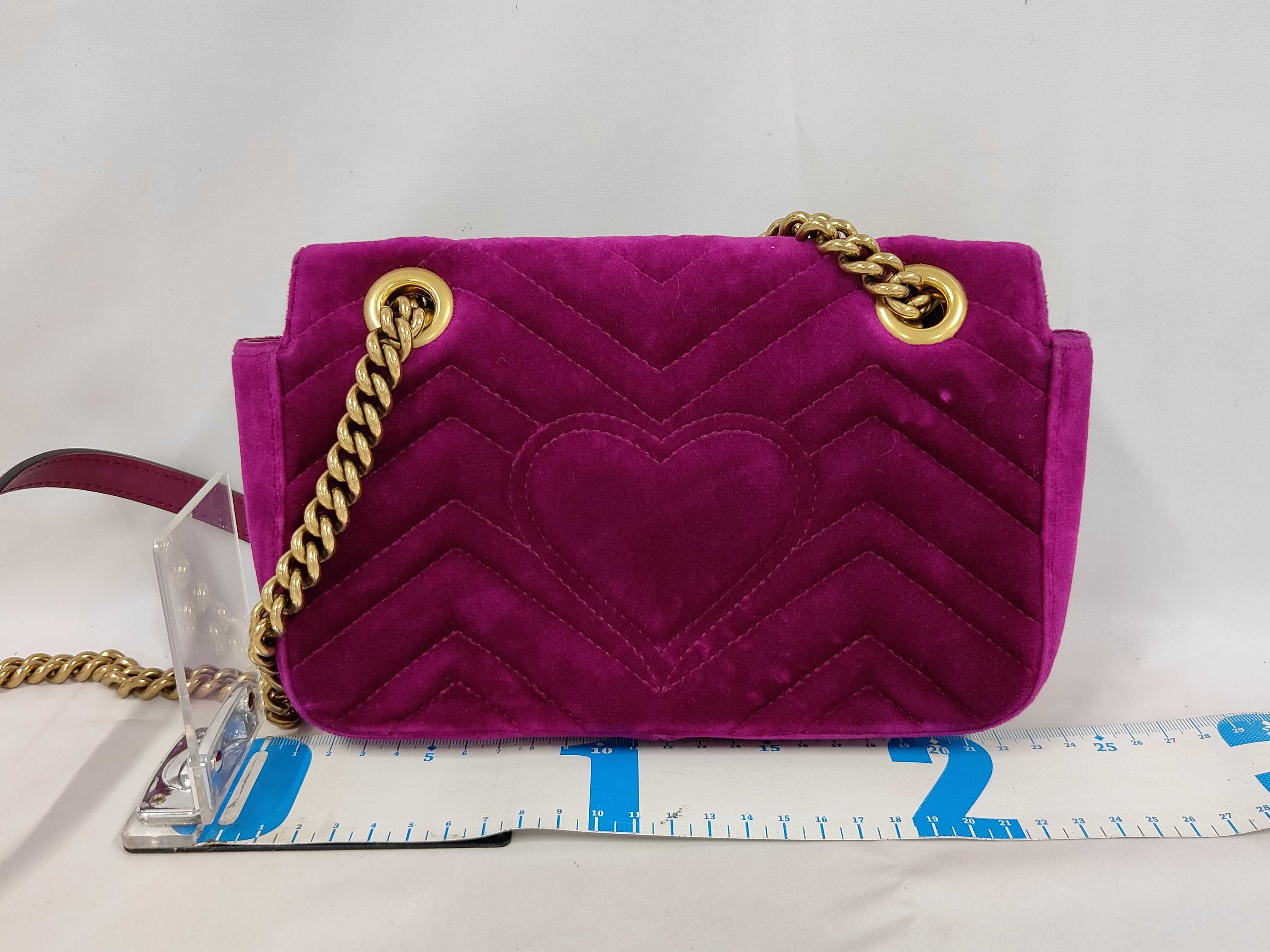 GG Marmont Velvet Leather Chain Shoulder Bag (Purple) — view 2