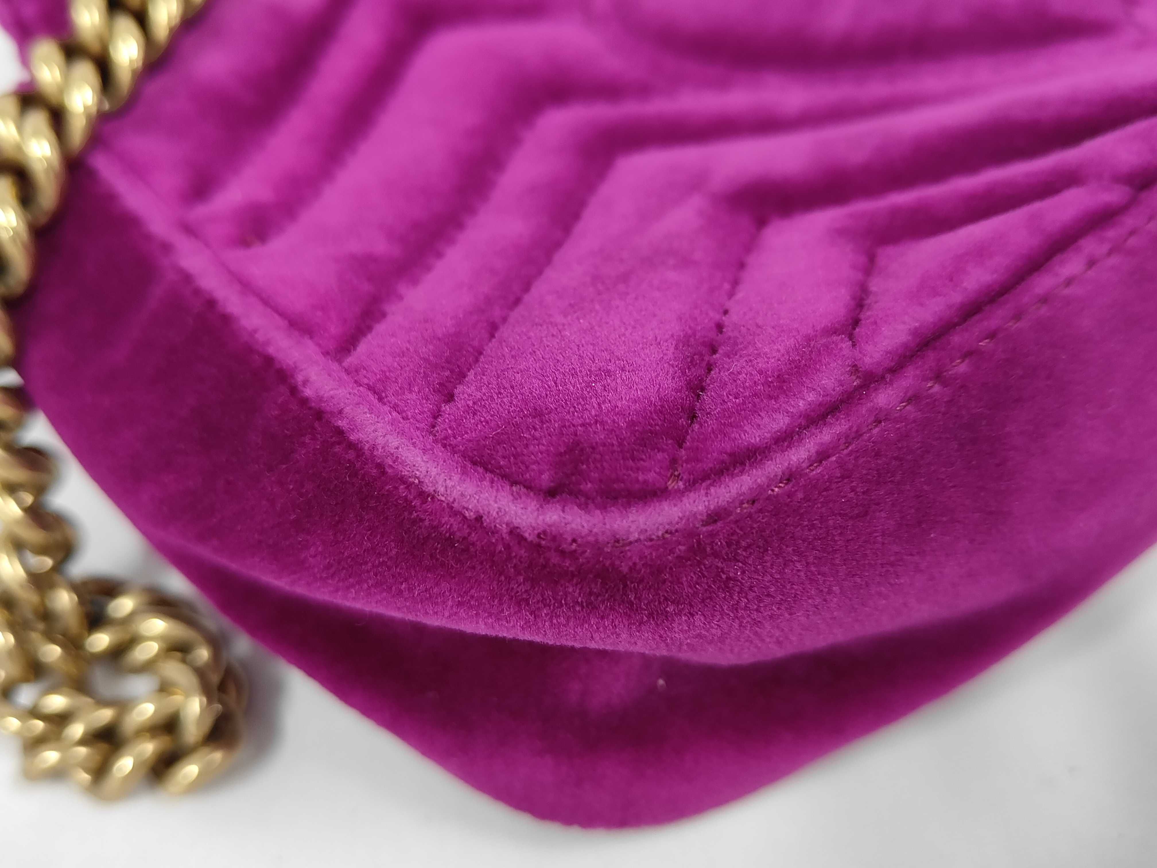 GG Marmont Velvet Leather Chain Shoulder Bag (Purple) — view 3