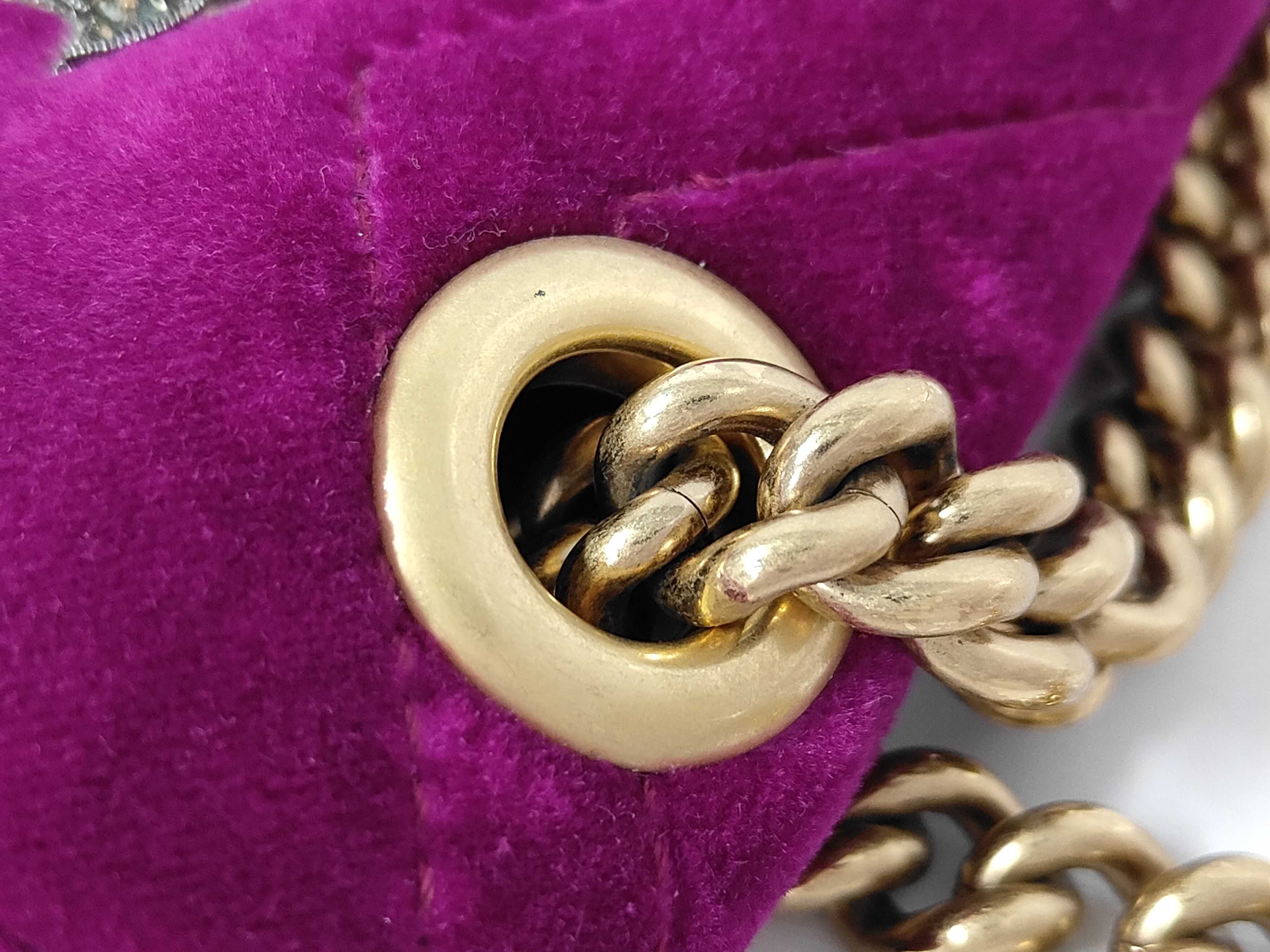GG Marmont Velvet Leather Chain Shoulder Bag (Purple) — view 6