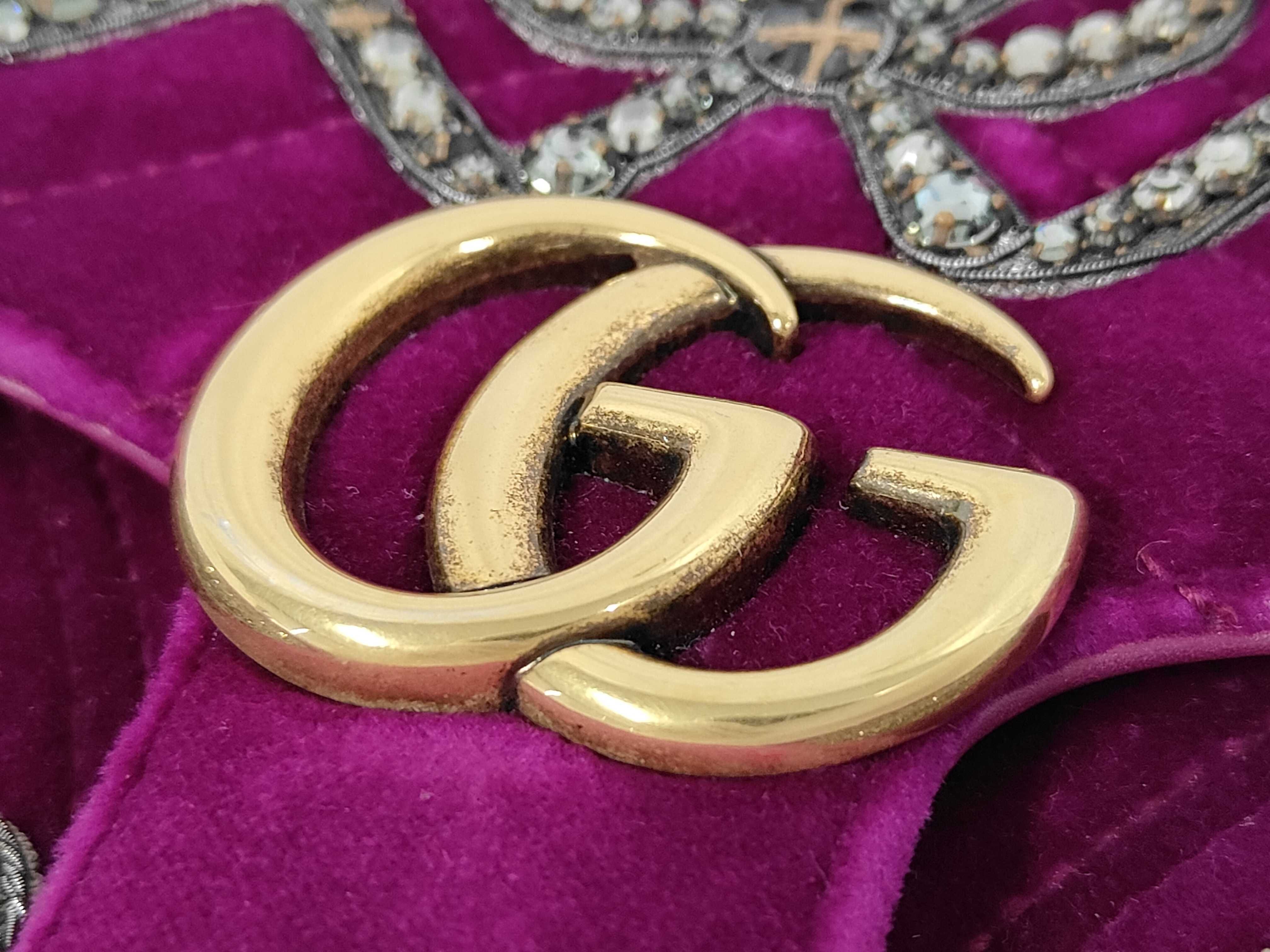GG Marmont Velvet Leather Chain Shoulder Bag (Purple) — view 7