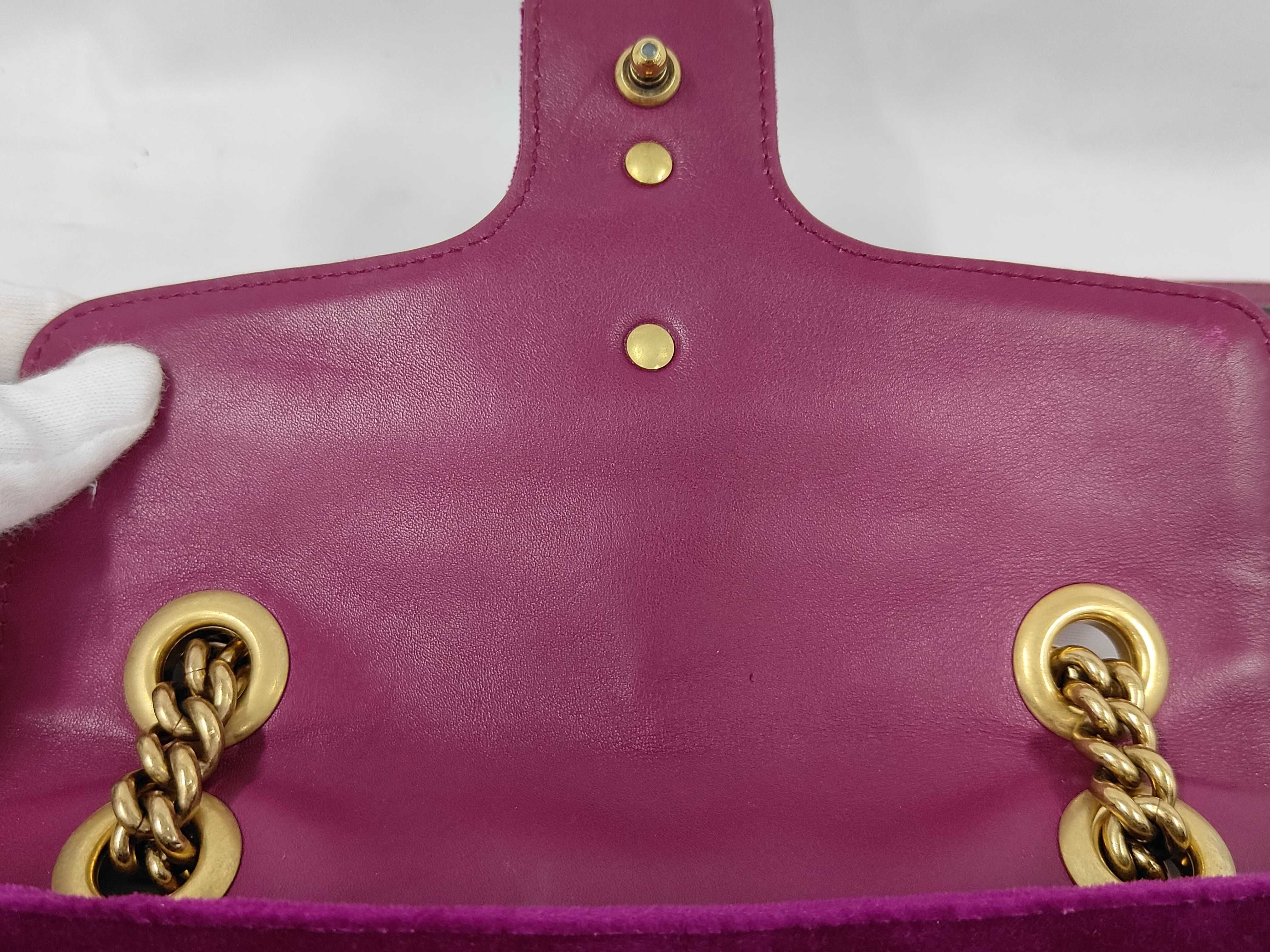 GG Marmont Velvet Leather Chain Shoulder Bag (Purple) — view 8