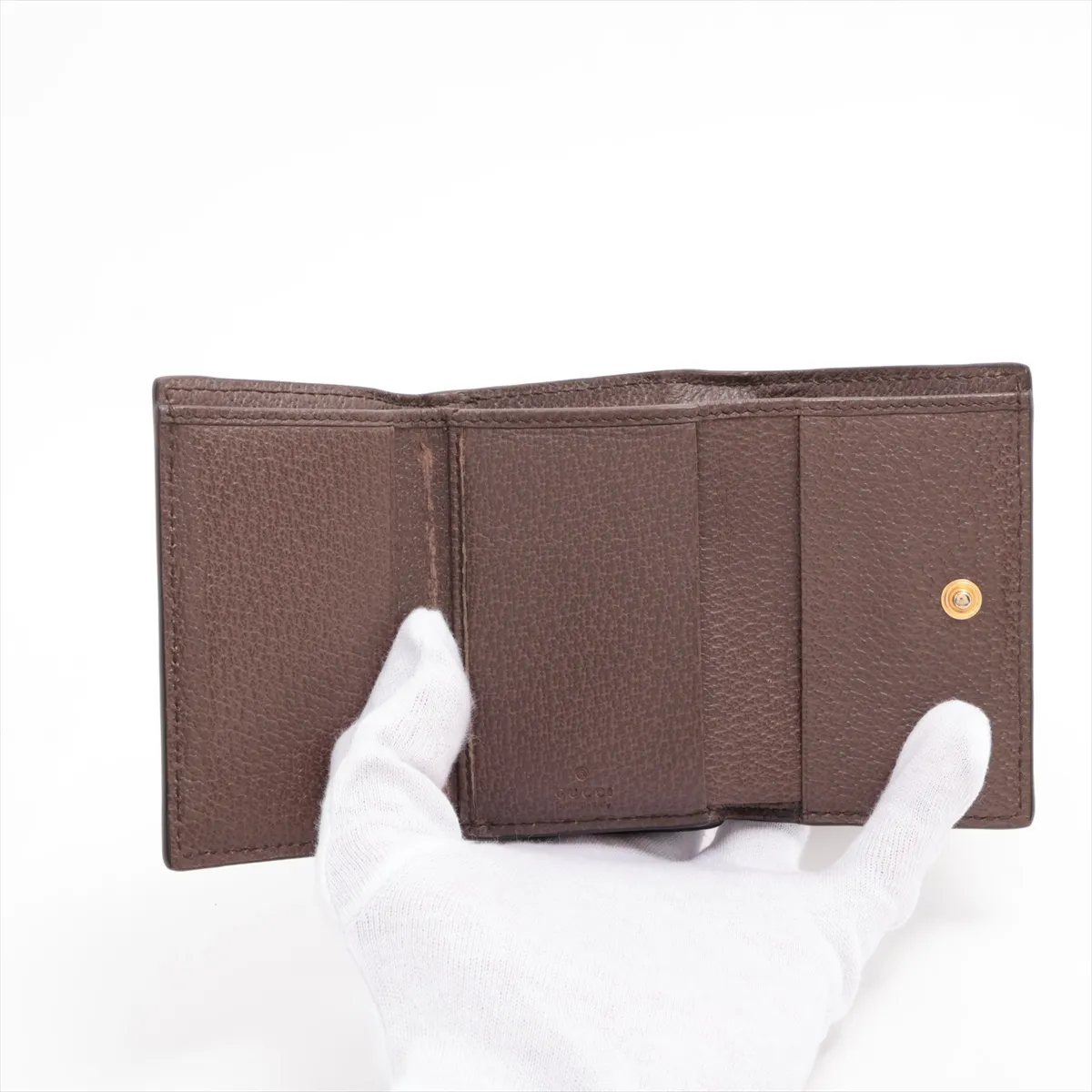 GG Supreme Ophidia 644334 PVC x Leather Compact Wallet Brown — view 4