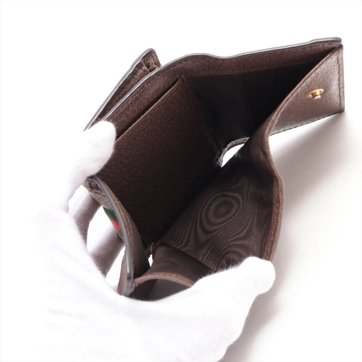 GG Supreme Ophidia 644334 PVC x Leather Compact Wallet Brown — view 5
