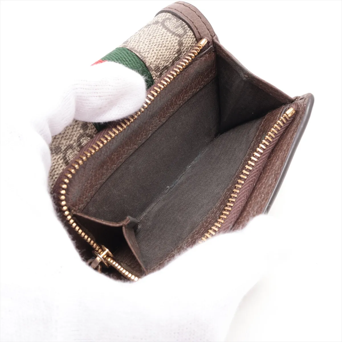 GG Supreme Ophidia 644334 PVC x Leather Compact Wallet Brown — view 6