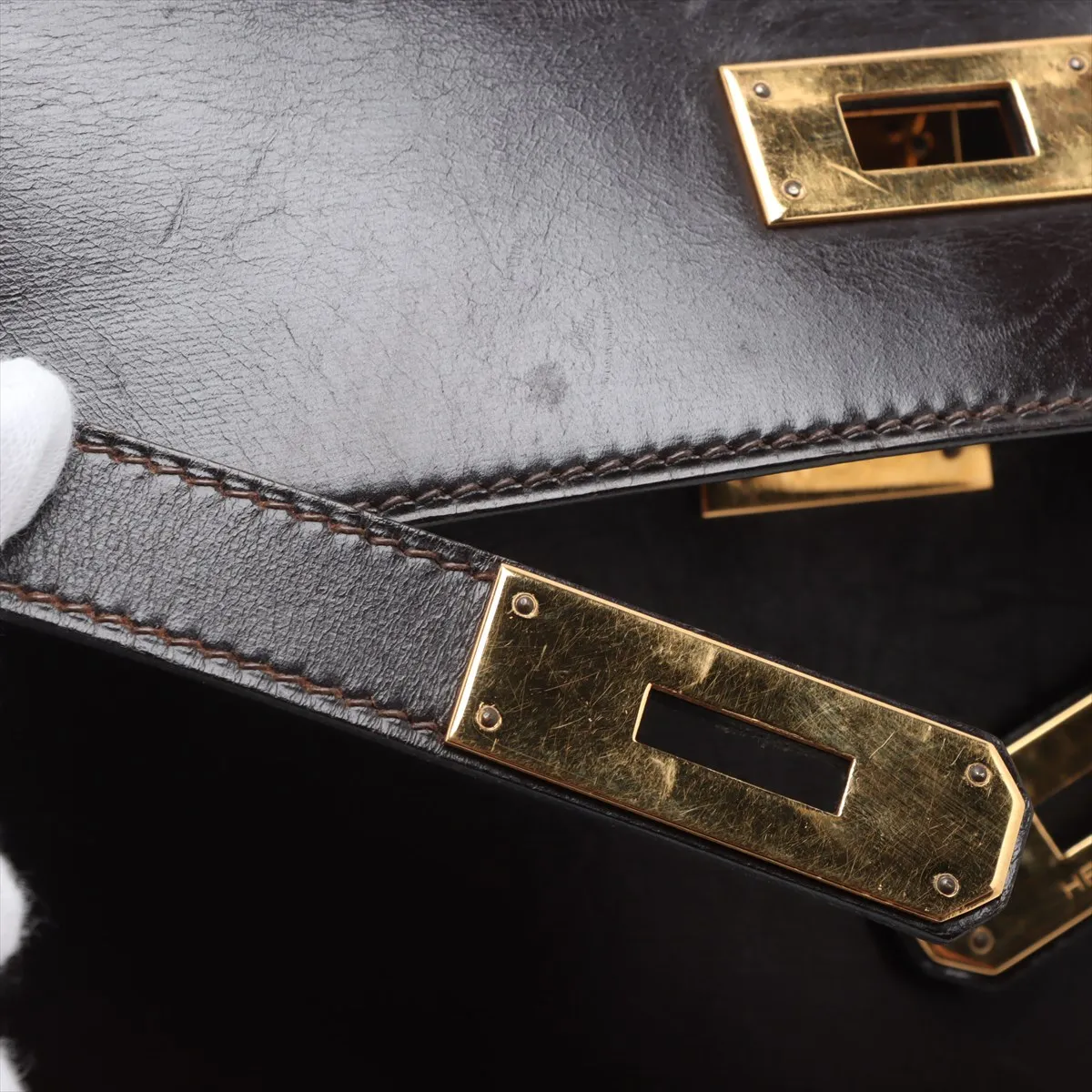 [Individually wrapped] Hermes Kelly 28 Serie Box Calf Chocolat Gold hardware R:1988 — view 14