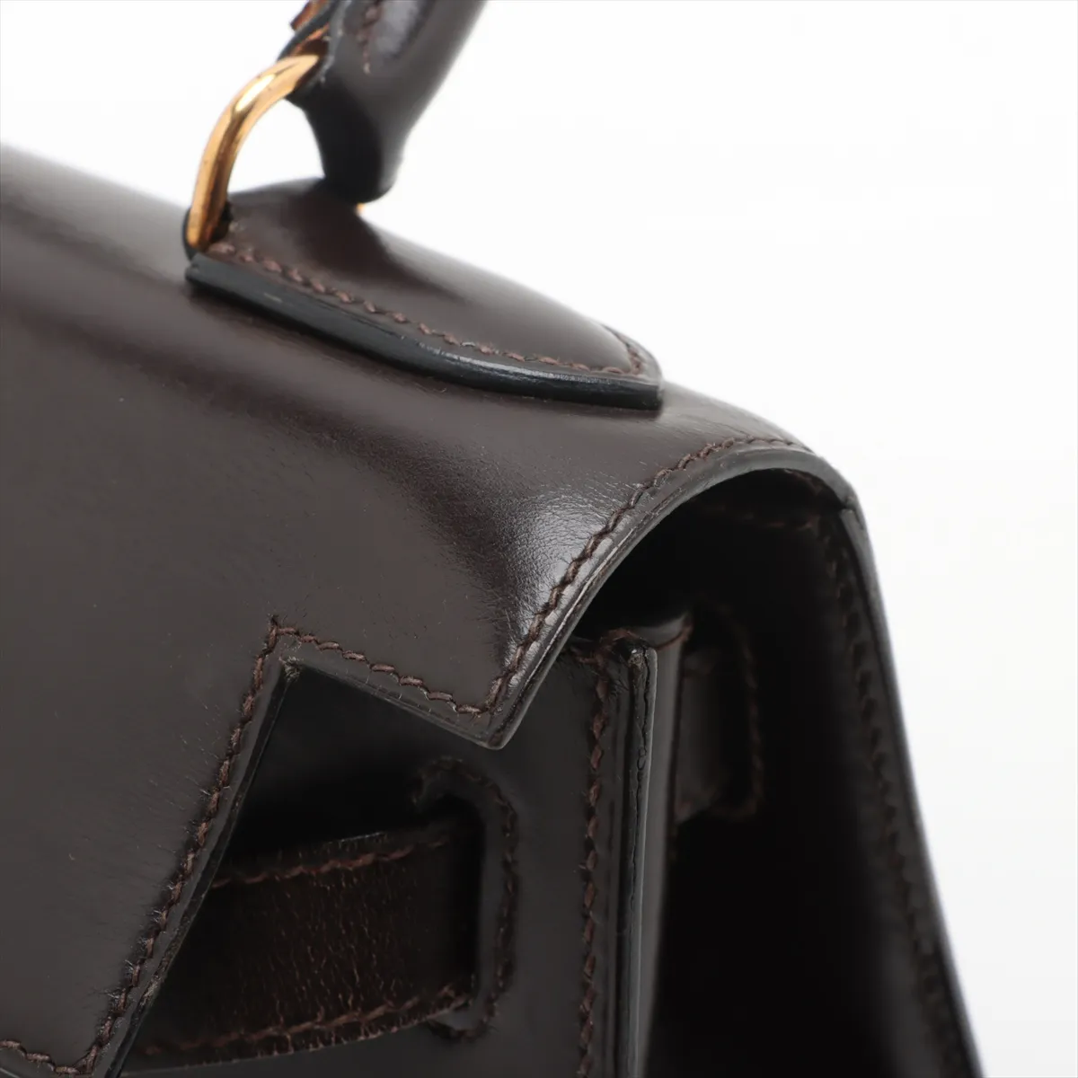 [Individually wrapped] Hermes Kelly 28 Serie Box Calf Chocolat Gold hardware R:1988 — view 15