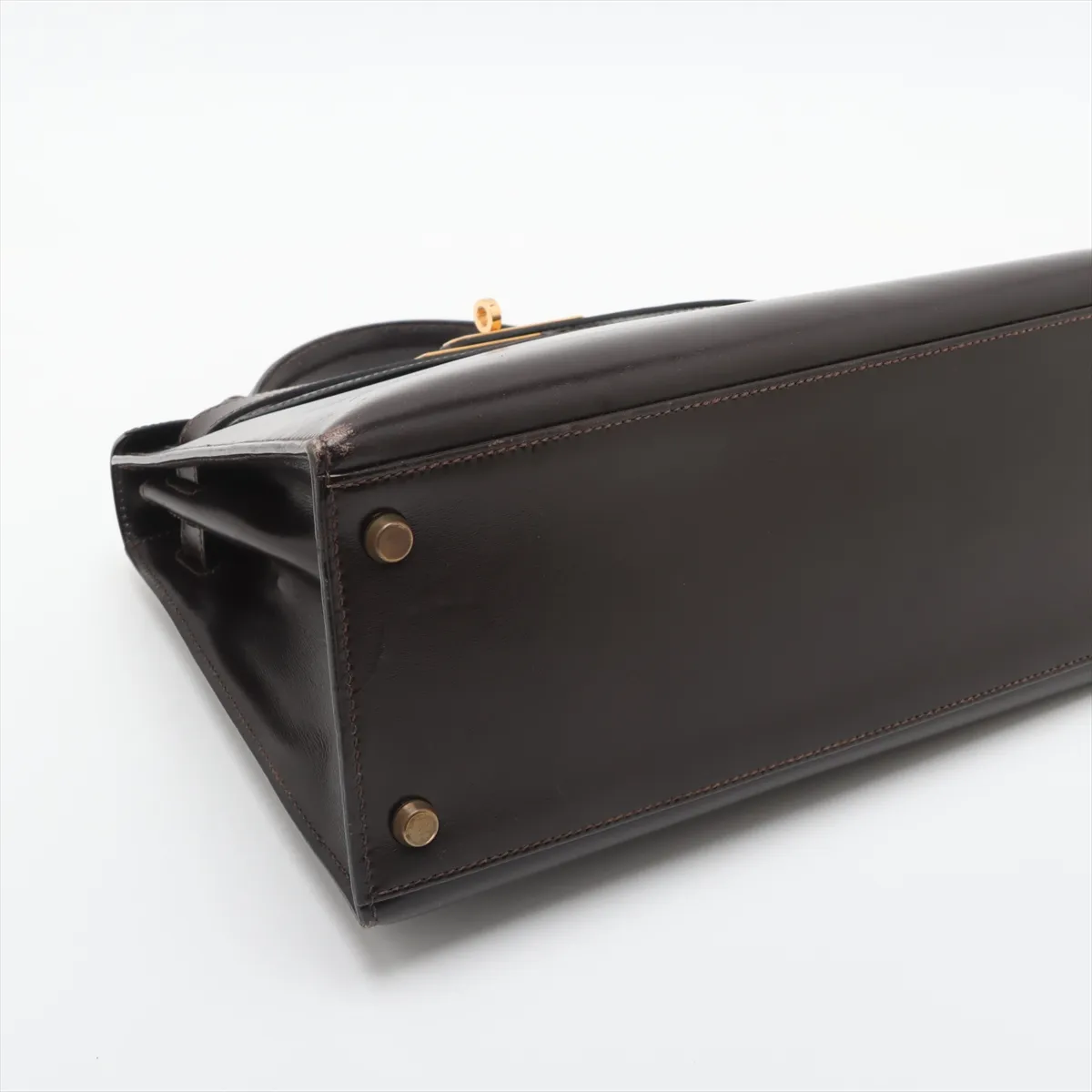 [Individually wrapped] Hermes Kelly 28 Serie Box Calf Chocolat Gold hardware R:1988 — view 4
