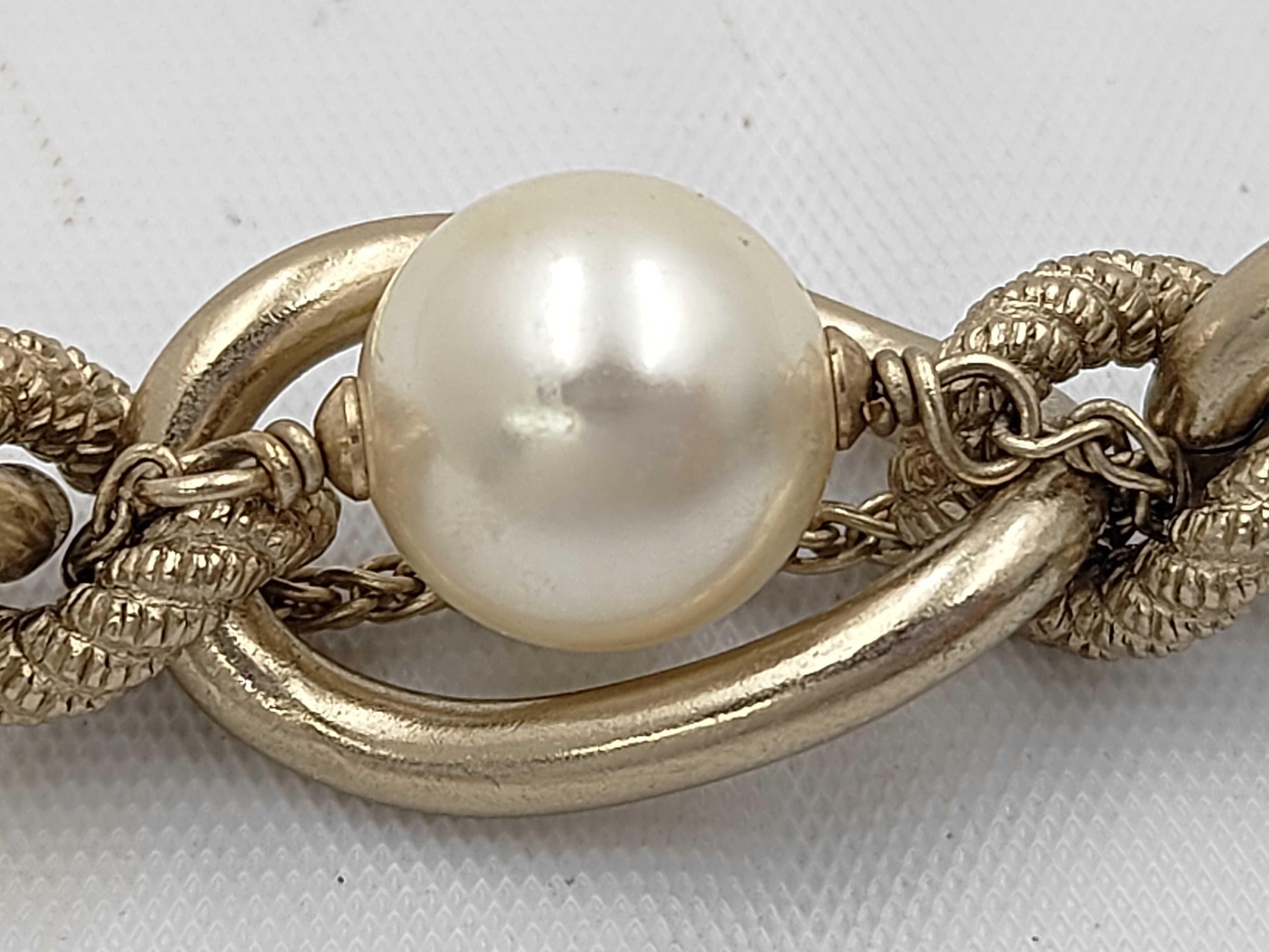 Chain Belt Long Necklace A18B Coco Mark Pearl Ribbon Necklace — view 6