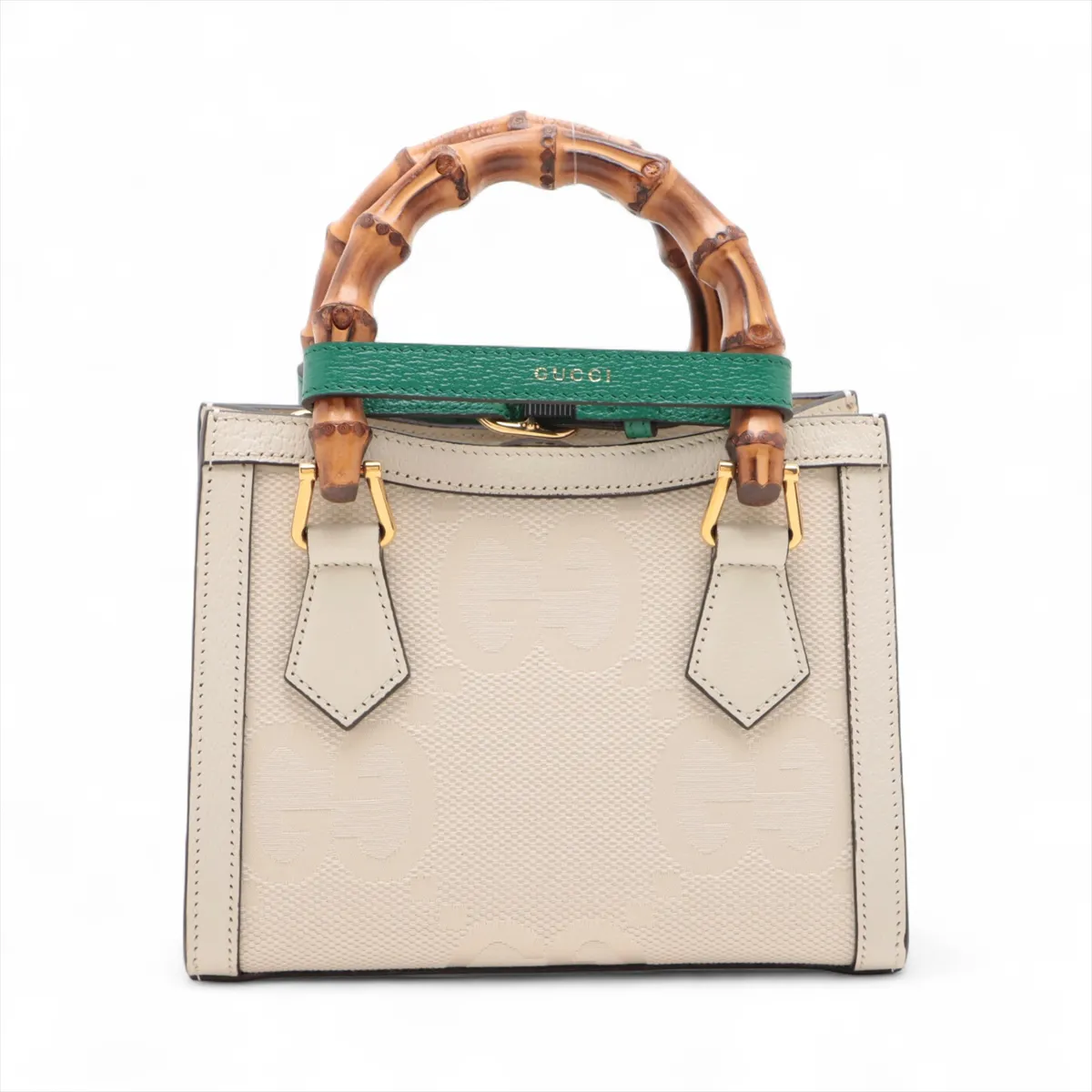 Jumbo GG Diana Canvas x Leather 2-Way Handbag, White, 702732 — view 2