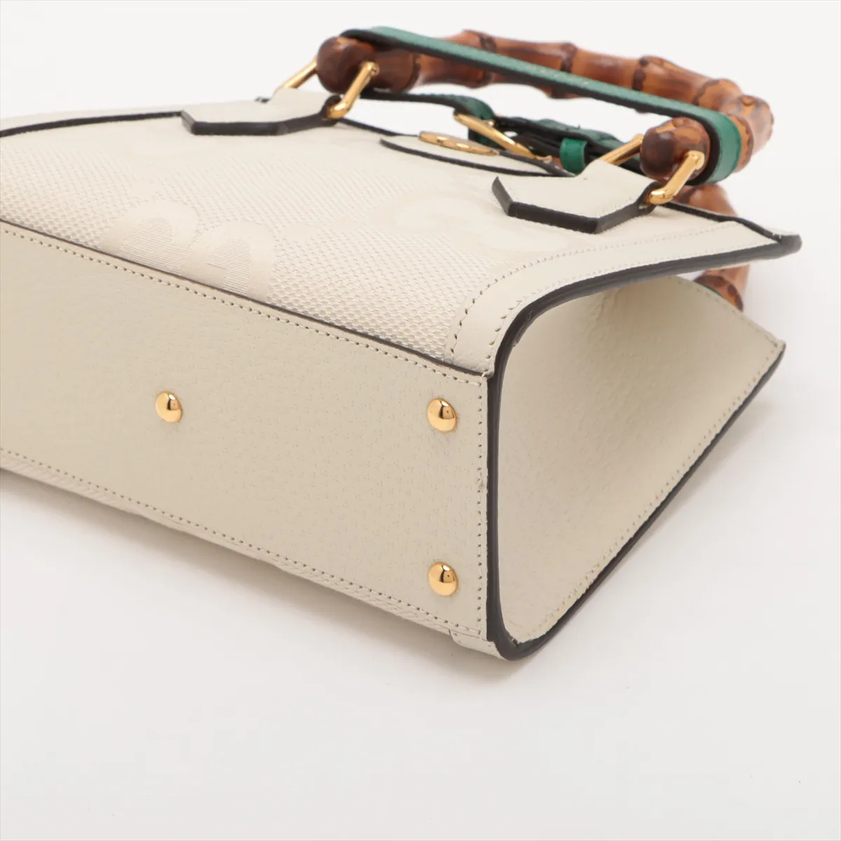 Jumbo GG Diana Canvas x Leather 2-Way Handbag, White, 702732 — view 3
