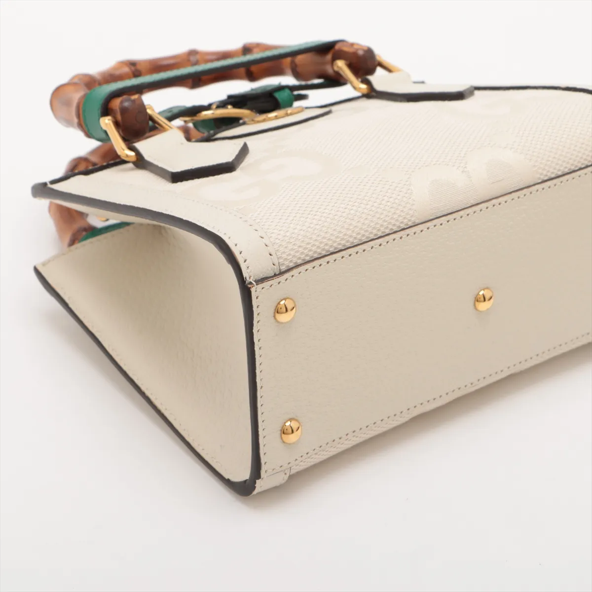 Jumbo GG Diana Canvas x Leather 2-Way Handbag, White, 702732 — view 4