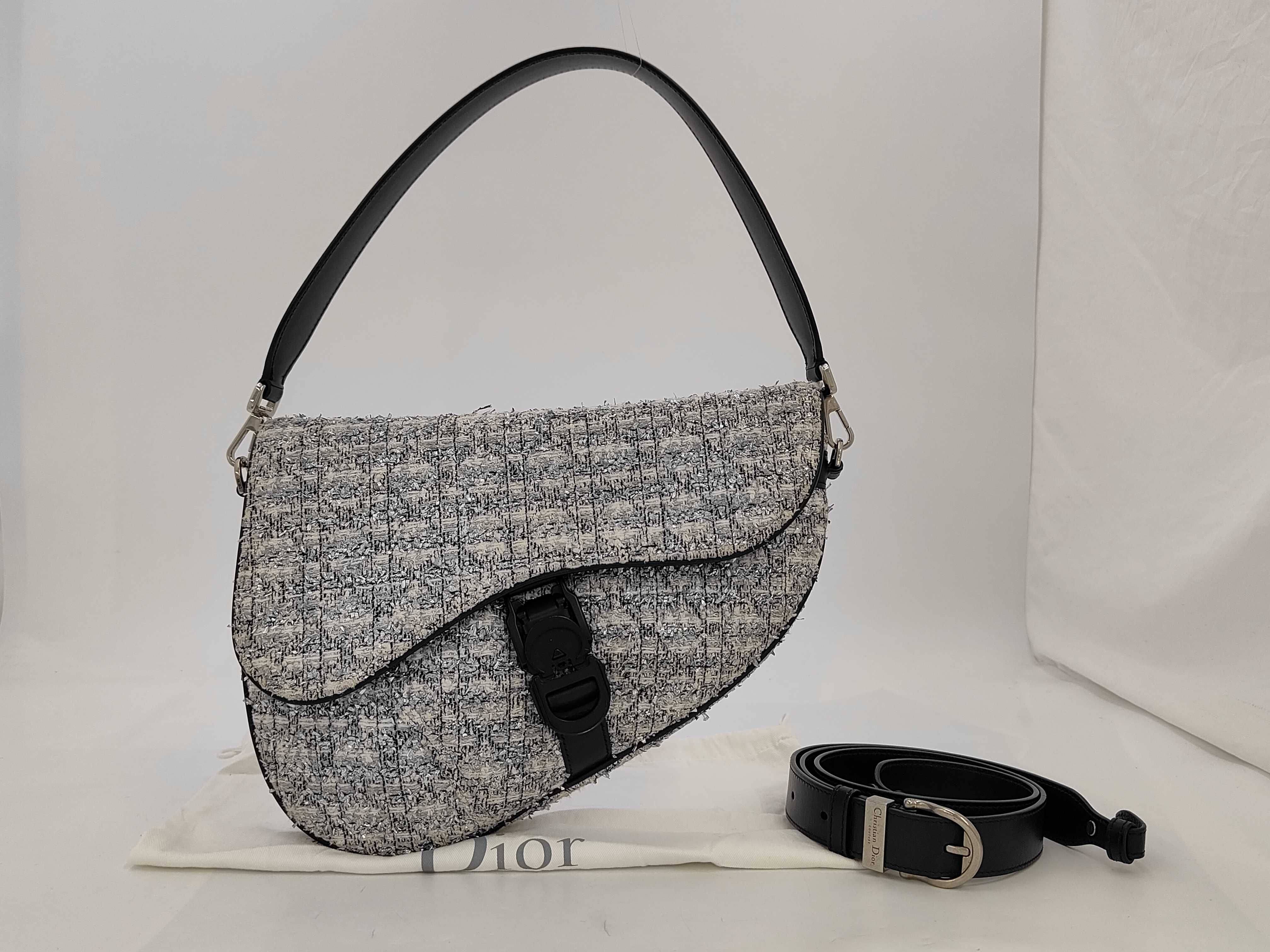 Saddle Bag, Silver, Cannage Handbag