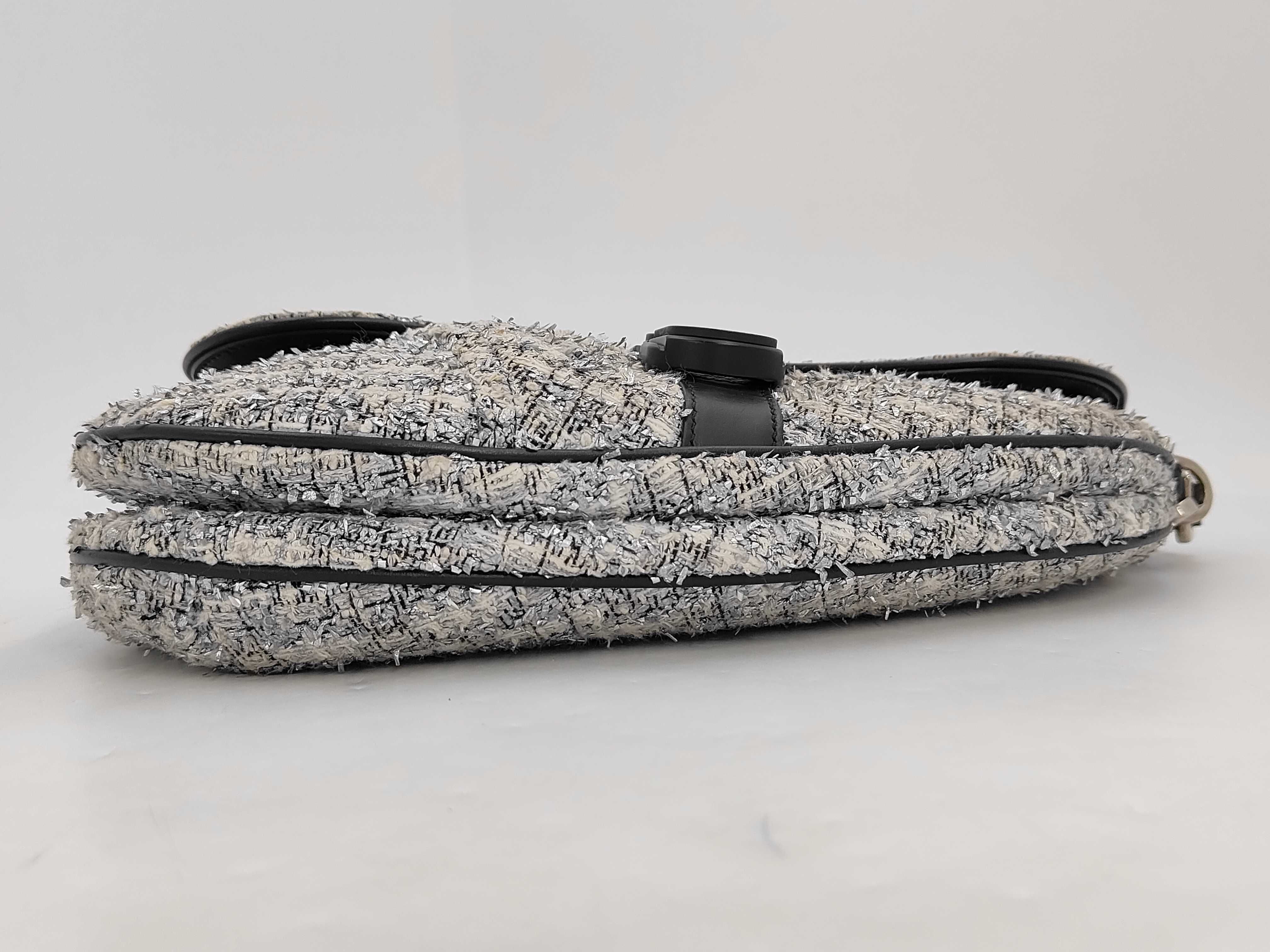 Saddle Bag, Silver, Cannage Handbag — view 3